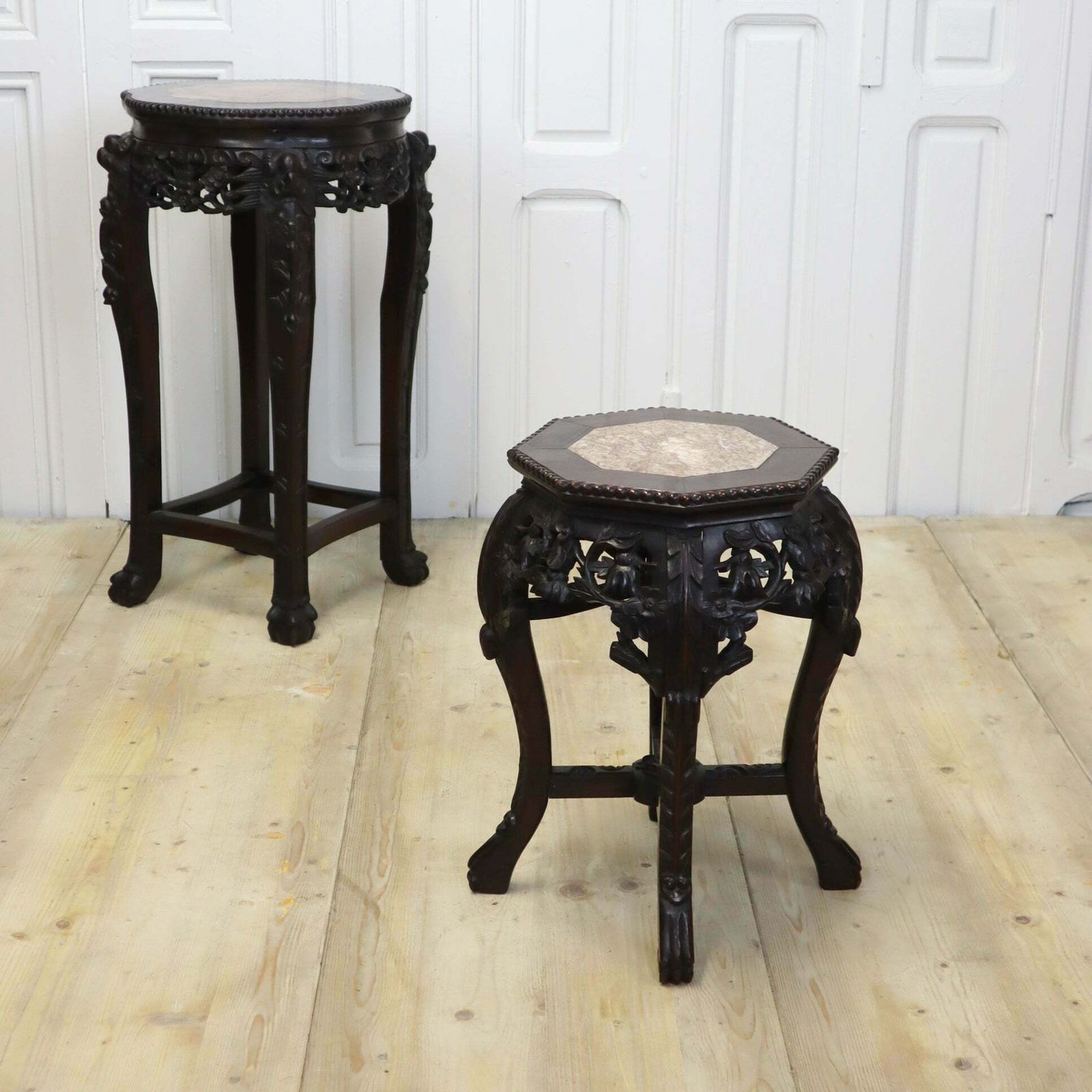 Antique Chinese Marble & Hardwood Jardiniere Stand Table 1603a photo Home Decor