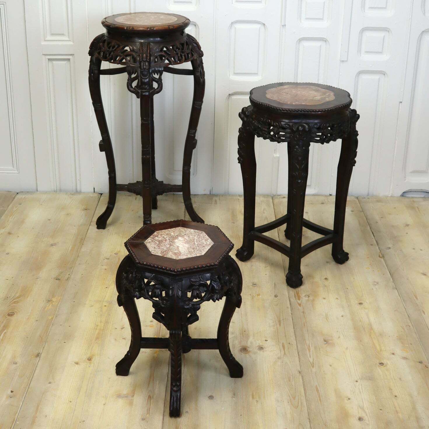 Antique Chinese Marble & Hardwood Jardiniere Stand Table photo Home Decor