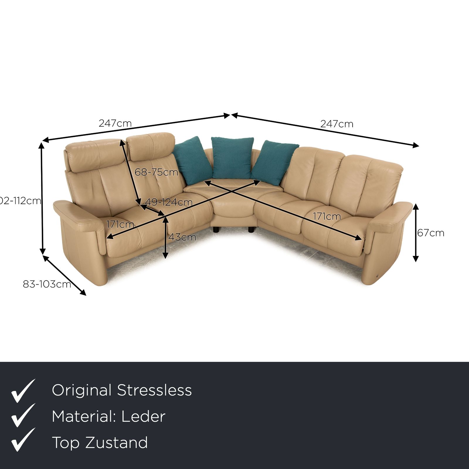 Stressless Legend Leren Hoekbank Bruin Beige Handmatige Functie photo furniture