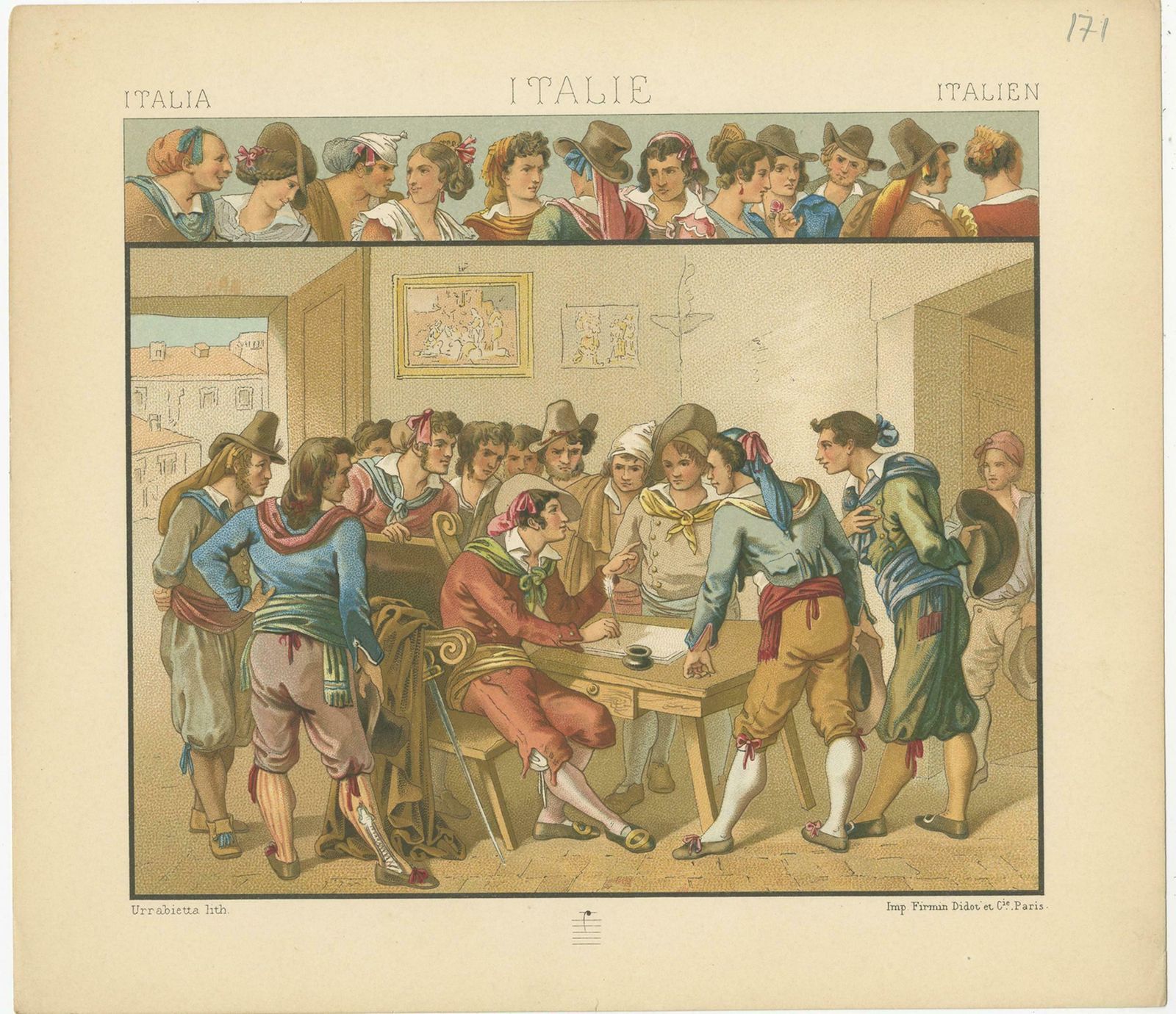 Pl. 171 Antique Print Of Italian Costumes By Racinet, 'Circa 1880' photo Art