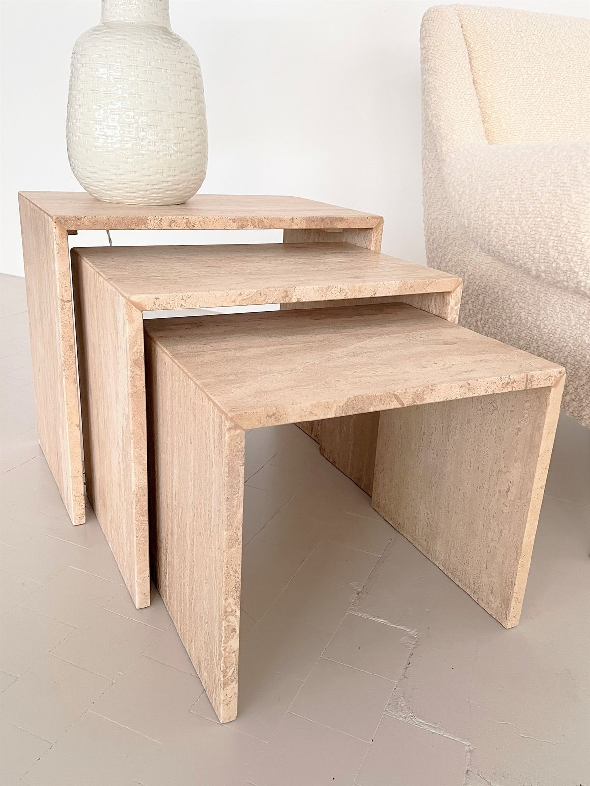Italian Midcentury Travertine Nesting Coffee Tables From The 1970s, Set Of Three photo buy
