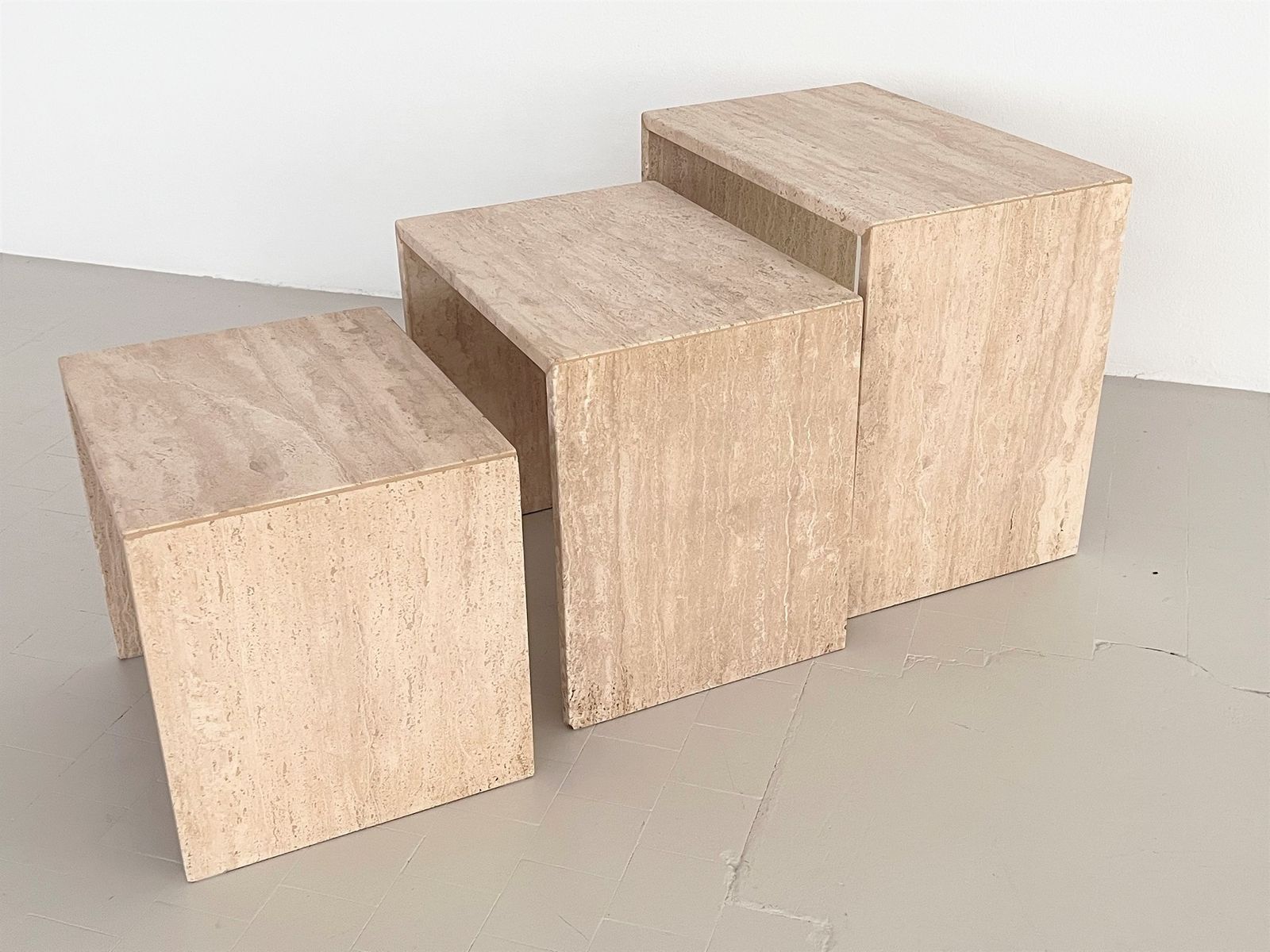 photo furniture Italian Midcentury Travertine Nesting Coffee Tables From The 1970s, Set Of Three