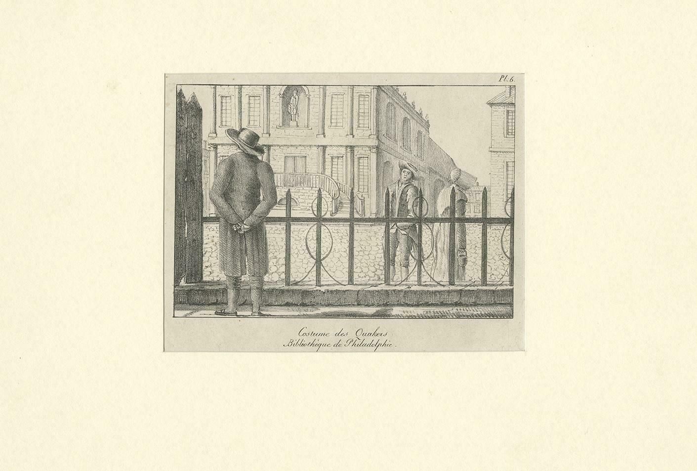 Antique Print Of A Quaker Man And Woman Near The Library Company Of Philadelphia photo furniture