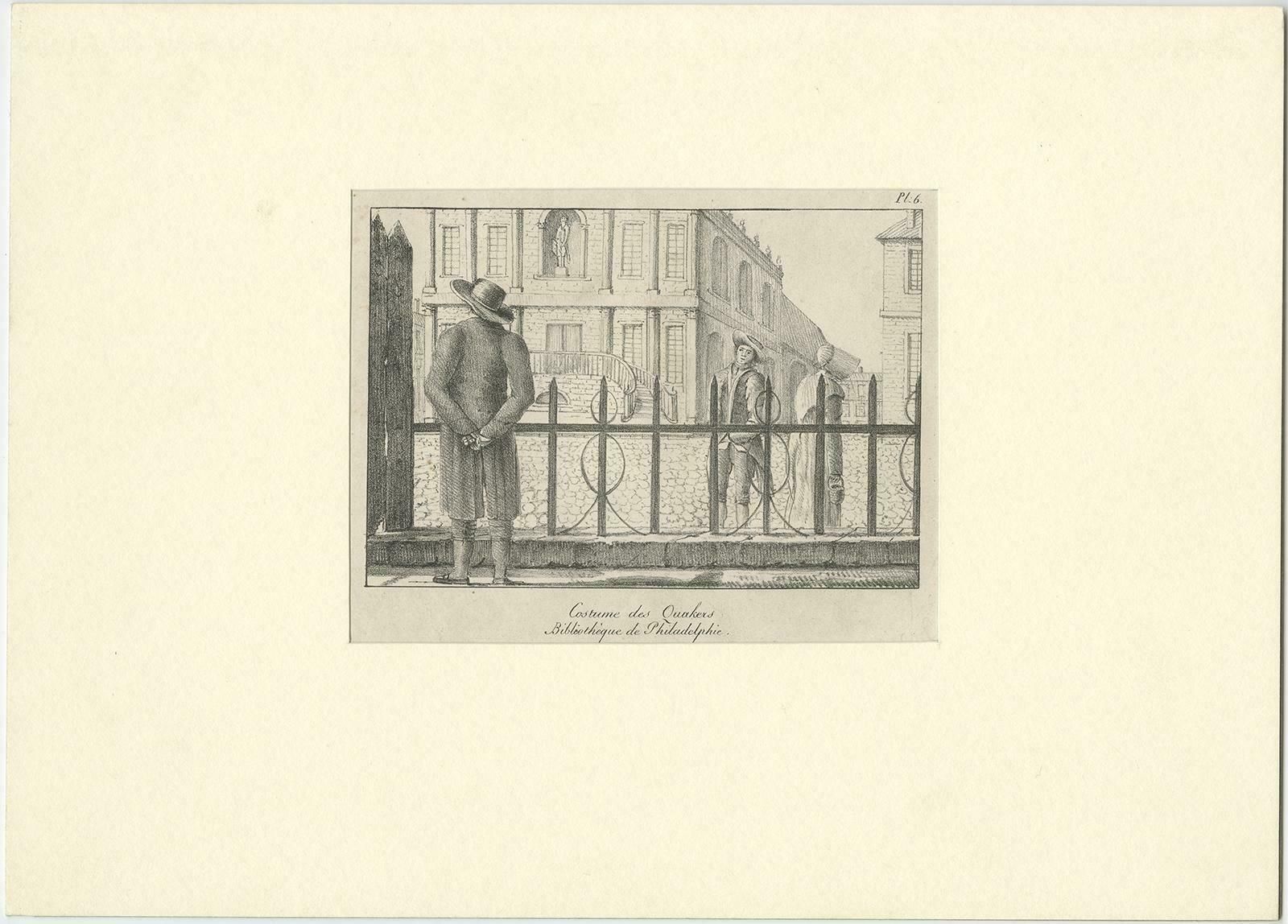 Antique Print Of A Quaker Man And Woman Near The Library Company Of Philadelphia photo Art