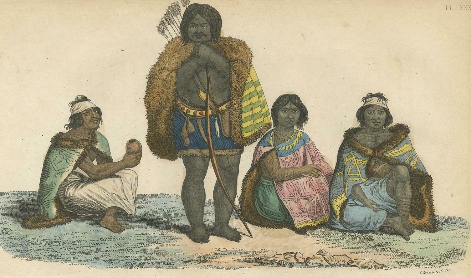 Antique Print Of Charrúa People By Prichard, '1843' photo for sale