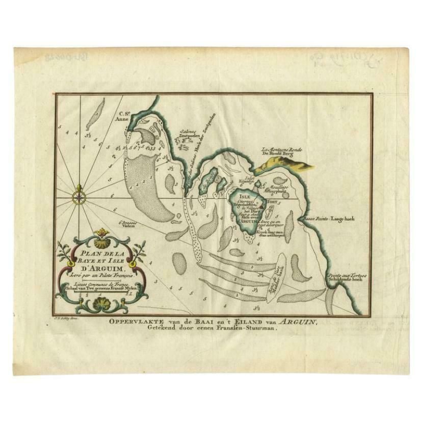 Antique Map Of The Bay And Island Of Arguin By Van Schley, 1747