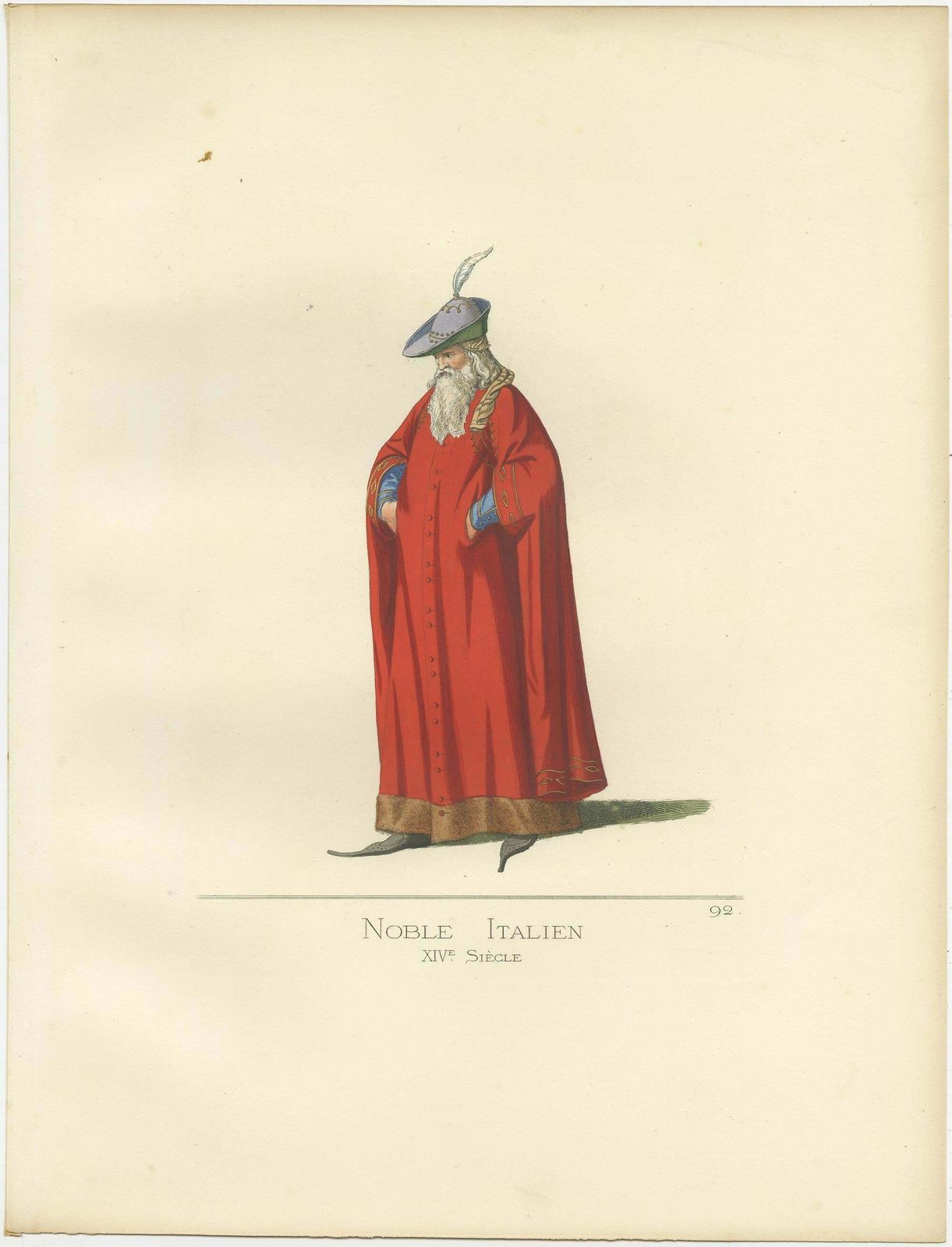 Antique Print Of An Italian Nobleman, 14th Century, By Bonnard, 1860 photo Art