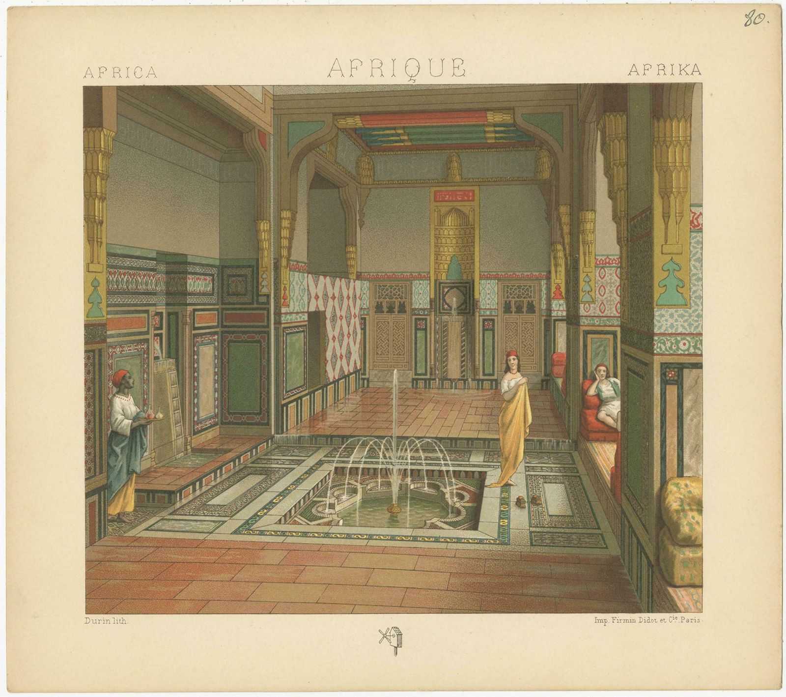 Pl. 80 Antique Print Of African Interior By Racinet, 'Circa 1880' photo furniture