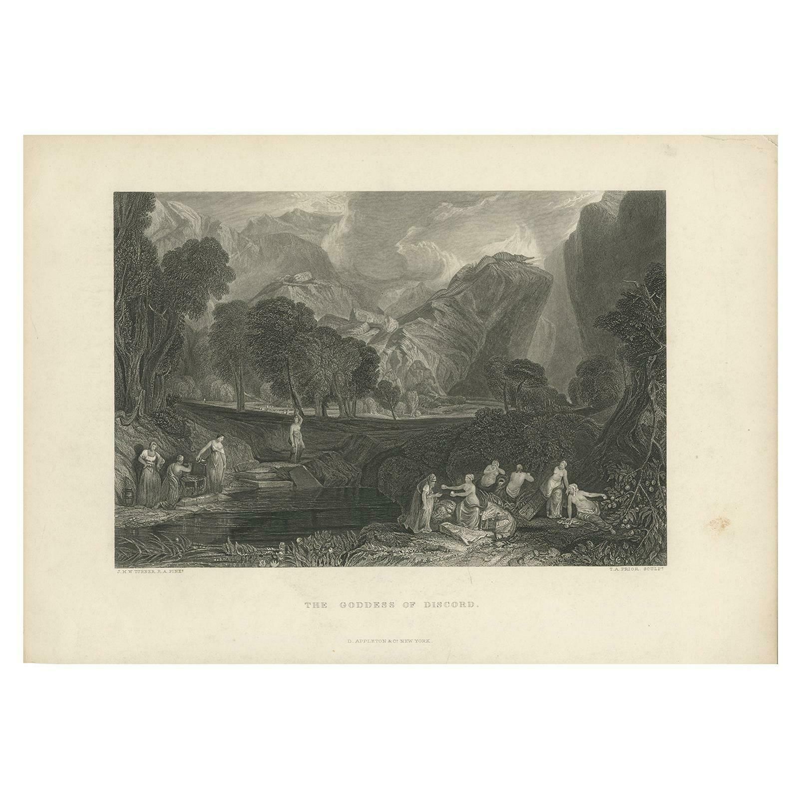 Antique Print Of The Goddess Of Discord By Appleton, Circa 1880