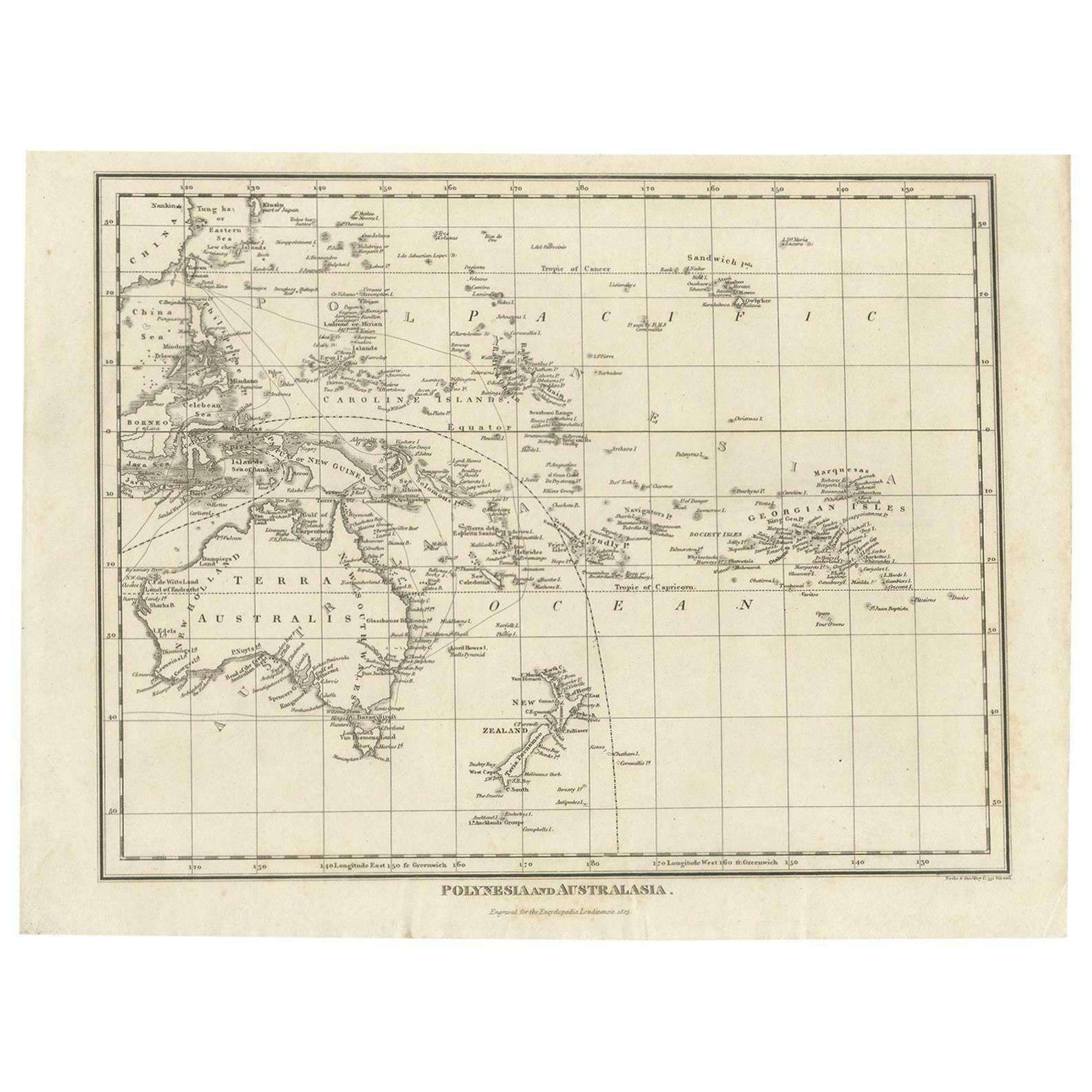 Antique Map Of Polynesia And Australasia By Neele, 1825