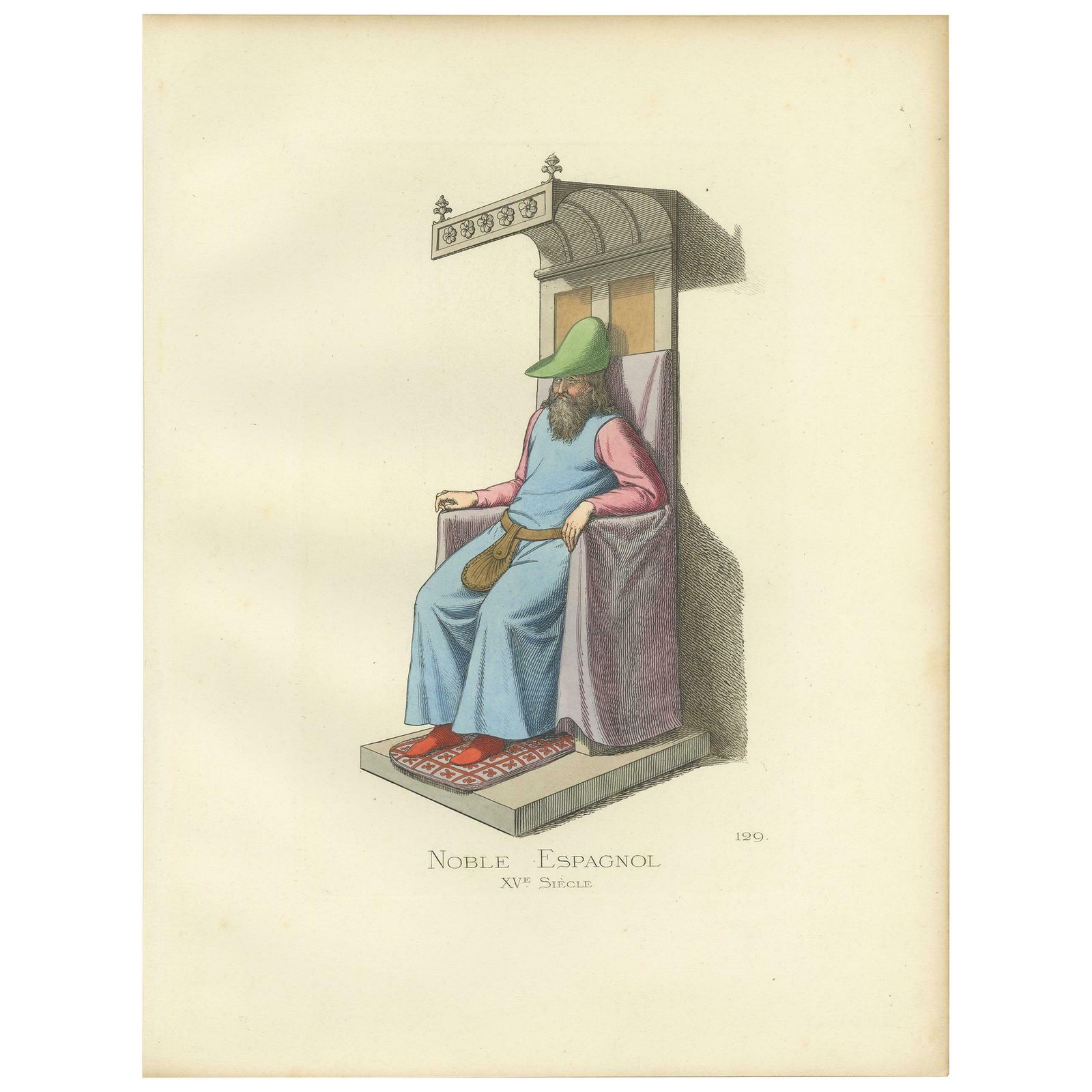 Antique Print Of A Spanish Nobleman, 15th Century, By Bonnard, 1860 photo furniture