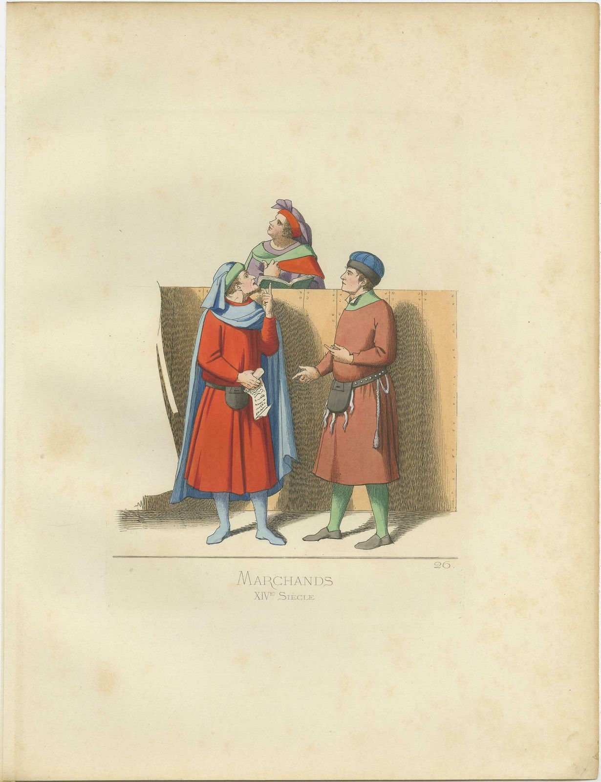 Antique Print Of Italian Merchants By Bonnard, 1860 photo Art