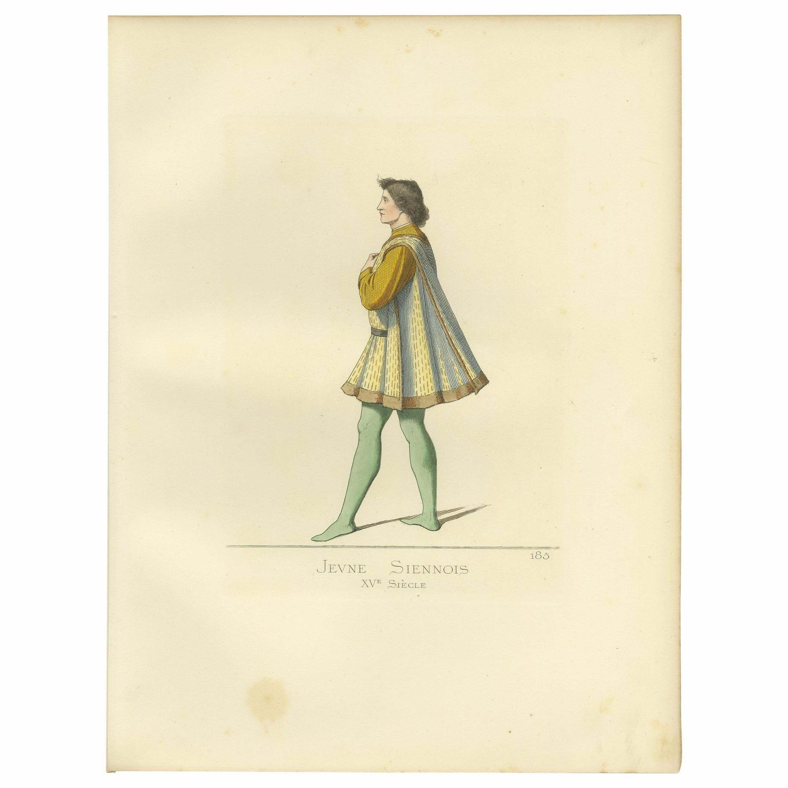 Antique Print Of A Young Man From Siena By Bonnard, 1860