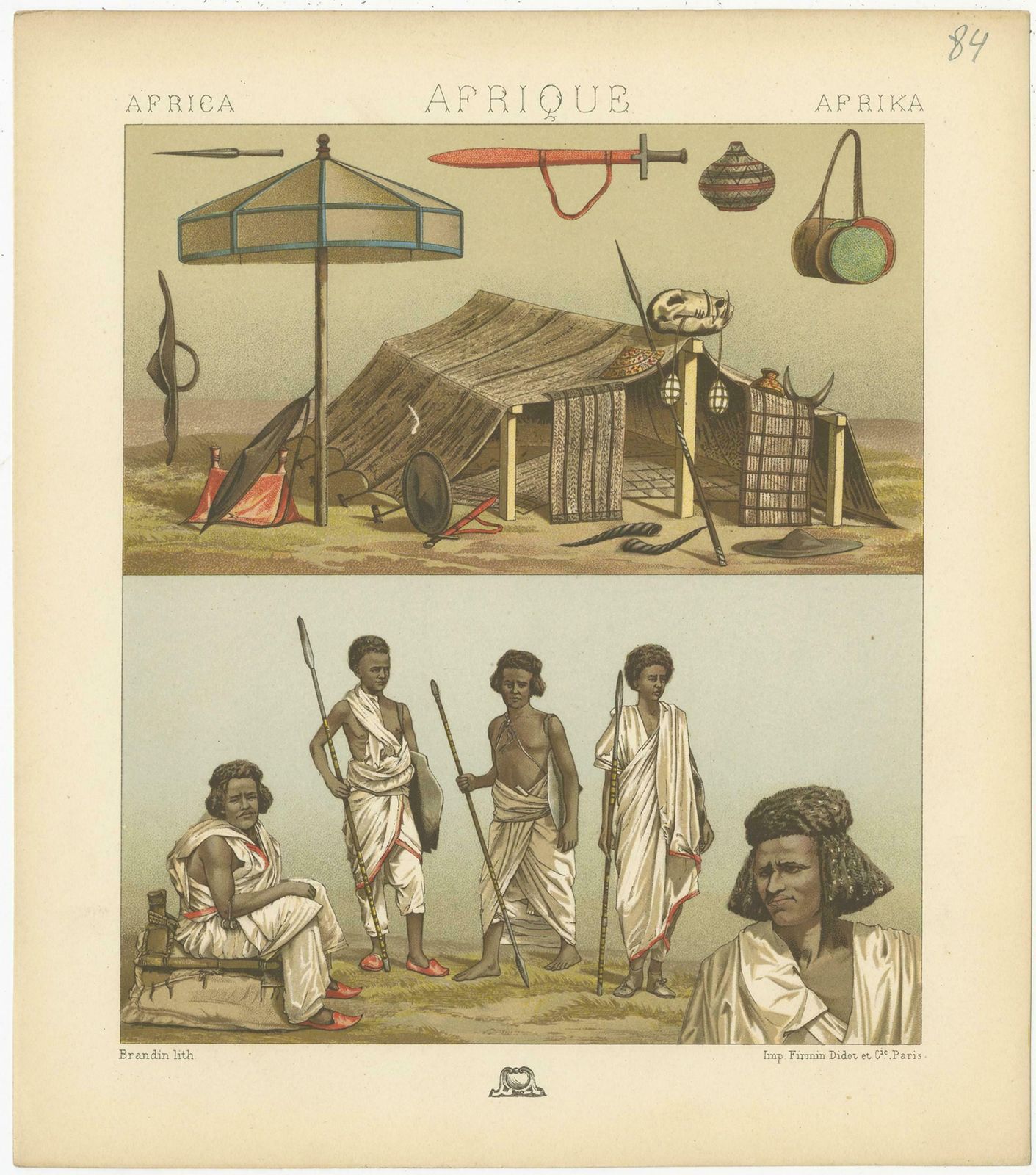 Antique Print Of African Encampments Racinet, 'Circa 1880' photo furniture