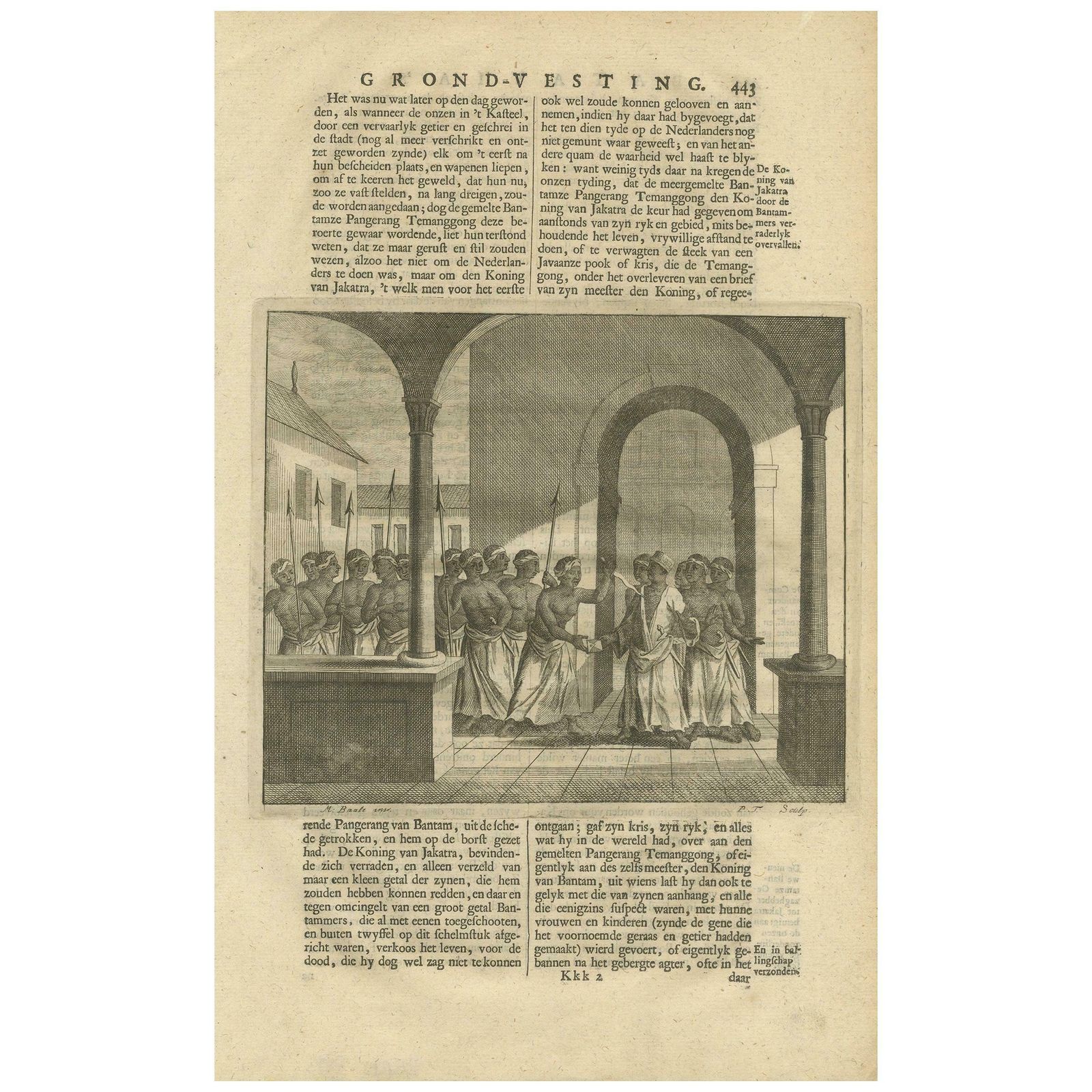 Antique Print Of The Attack On The King Of Jakarta By Valentijn, 1726