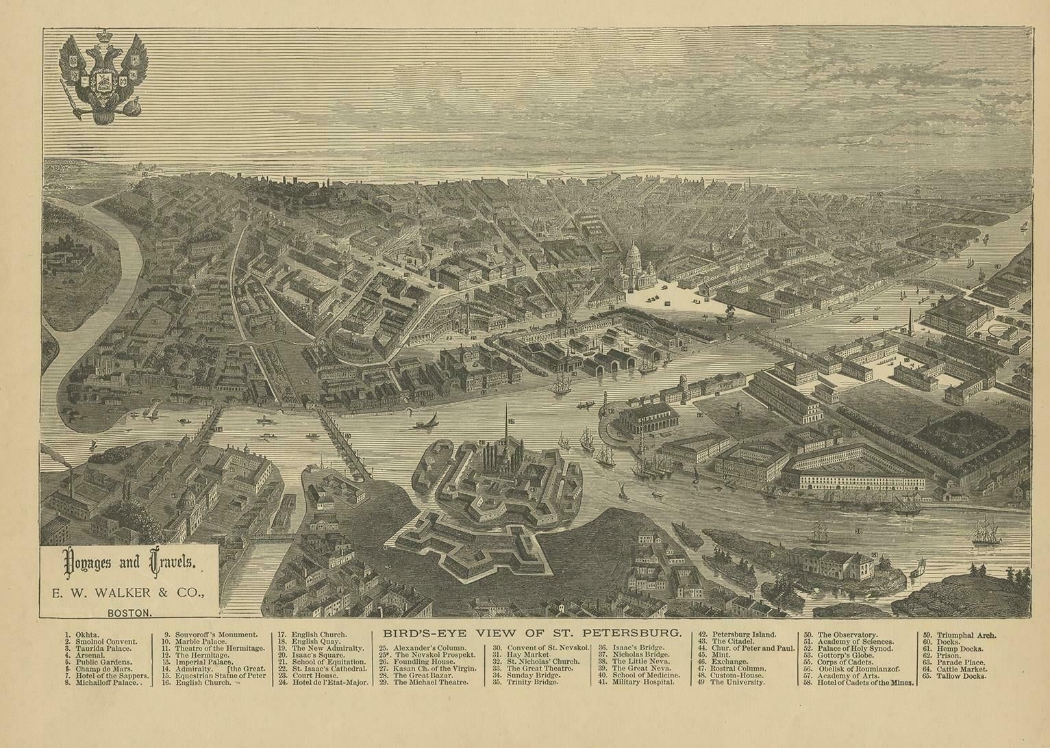 Antique Print Of St. Petersburg By Walker, '1887' photo furniture