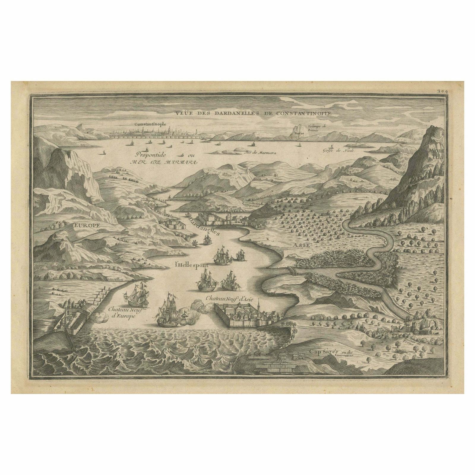 Dardanelles Strait, With A Perspective Of The City Of Constantinople, 1693