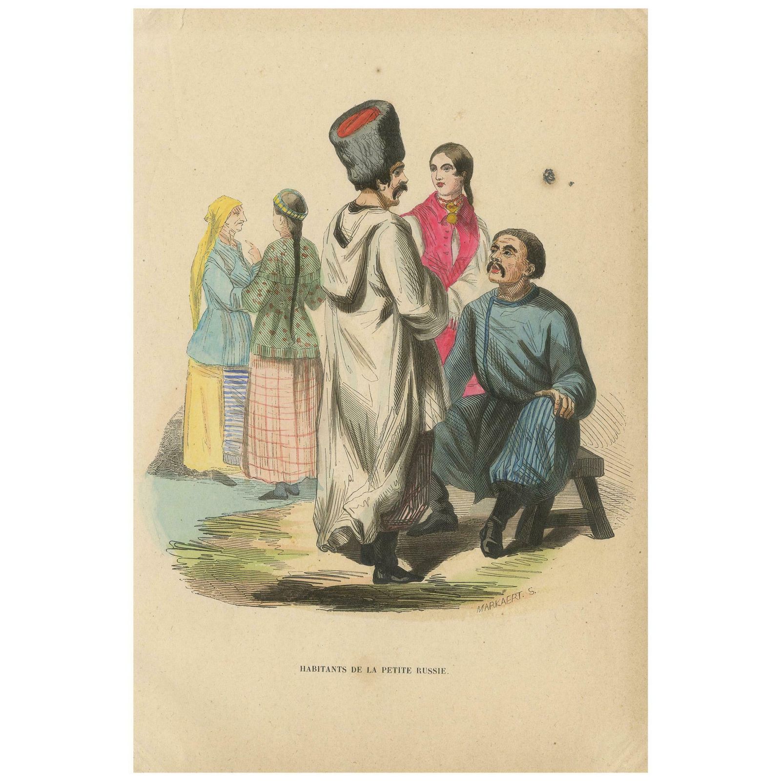 Antique Costume Print Of Inhabitants Of Little Russia By Wahlen, 1843