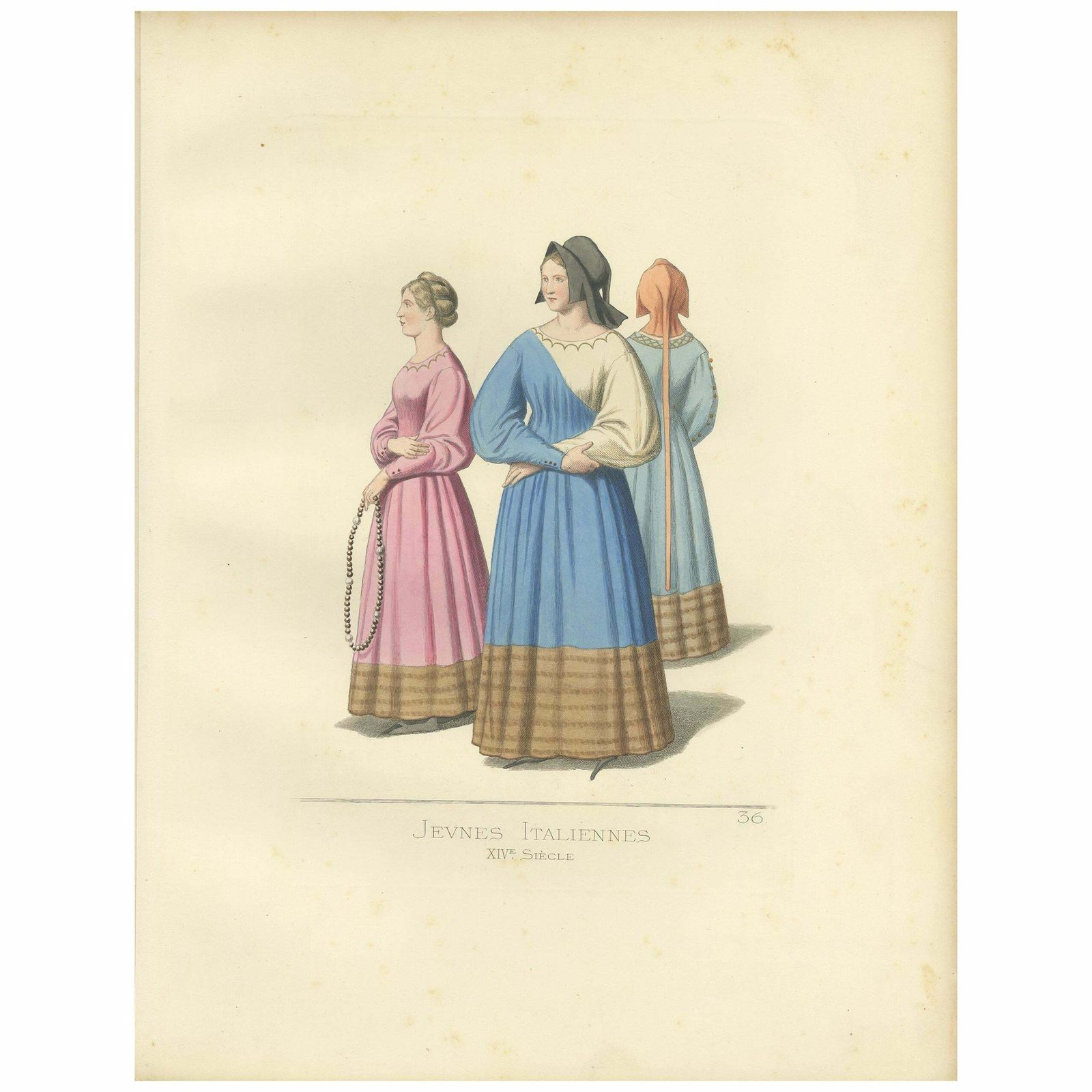 Antique Print Of Young Italian Women By Bonnard, '1860'