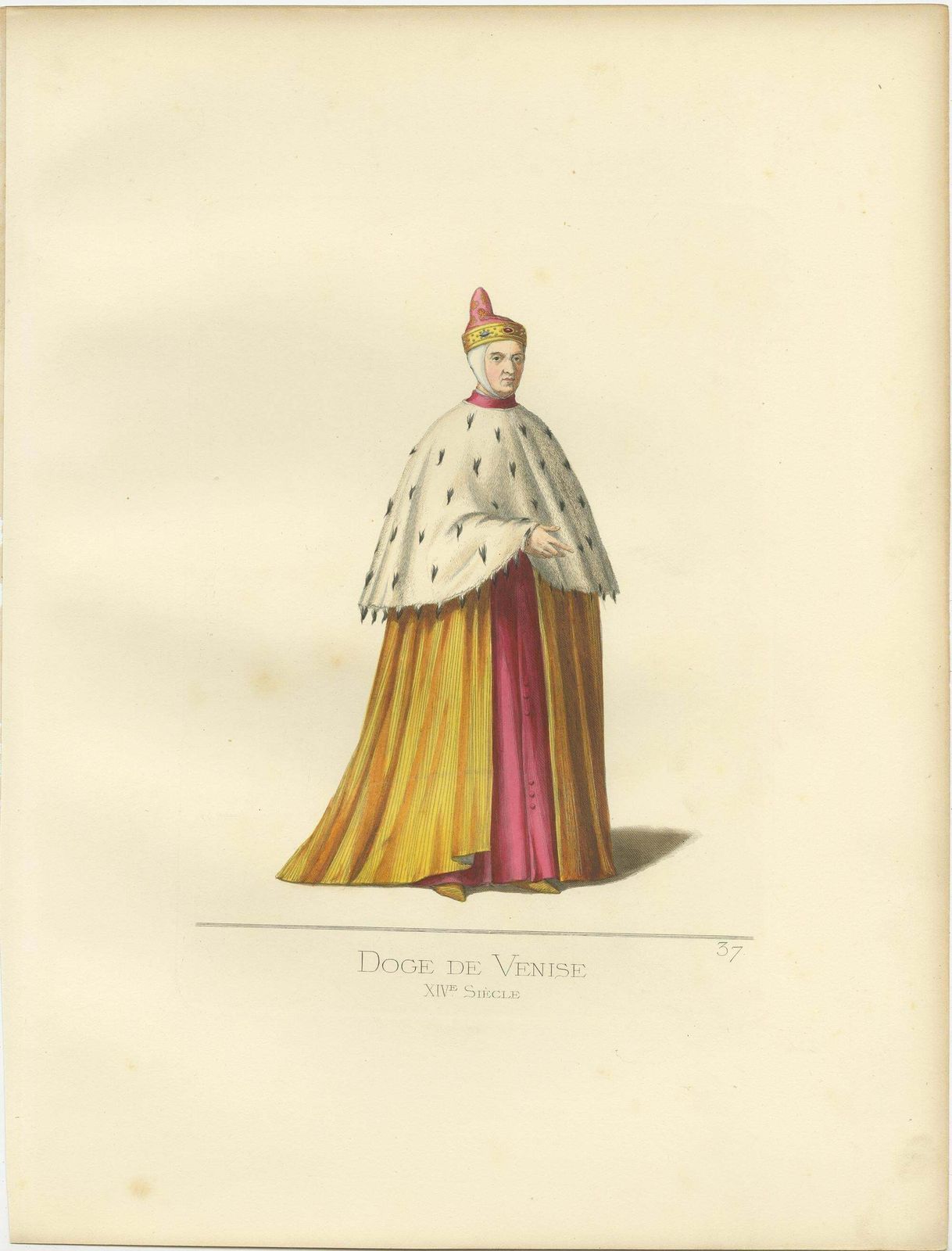 Antique Print Of A Venetian Doge By Bonnard, 1860 photo for sale