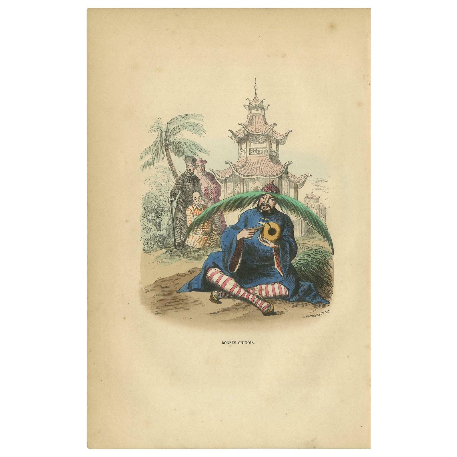 Antique Print Of A Chinese Man By Wahlen, 1843
