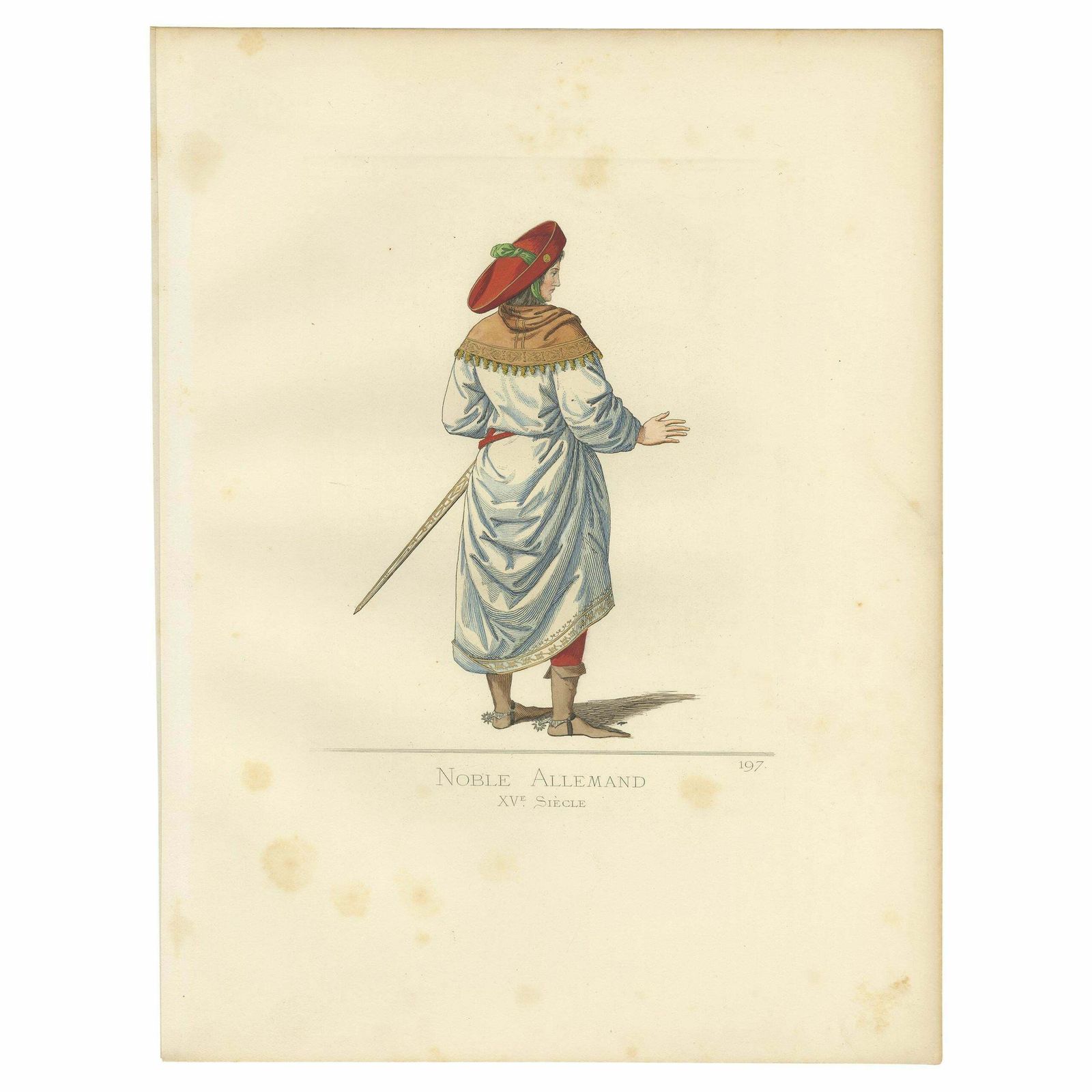 Antique Print Of A German Nobleman, 15th Century, By Bonnard, 1860 £87.24
