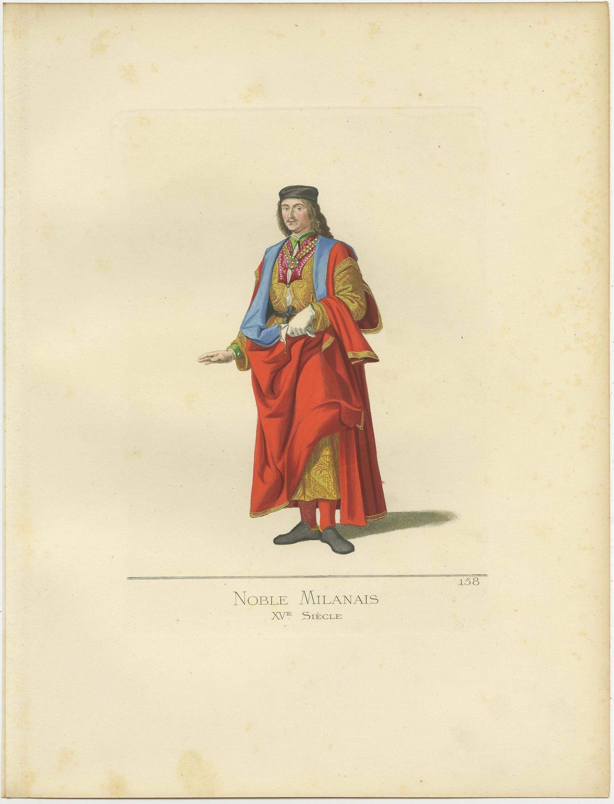 Antique Print Of A Nobleman From Milan, 15th Century, By Bonnard, 1860 photo Art