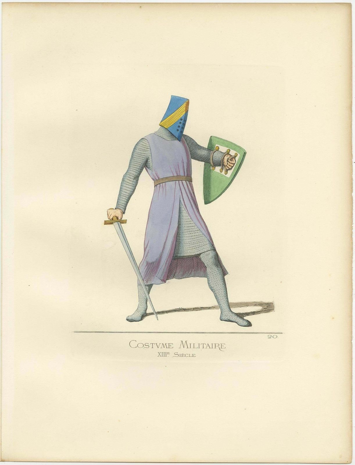 Antique Print Of A Military Costume By Bonnard, 1860 photo furniture