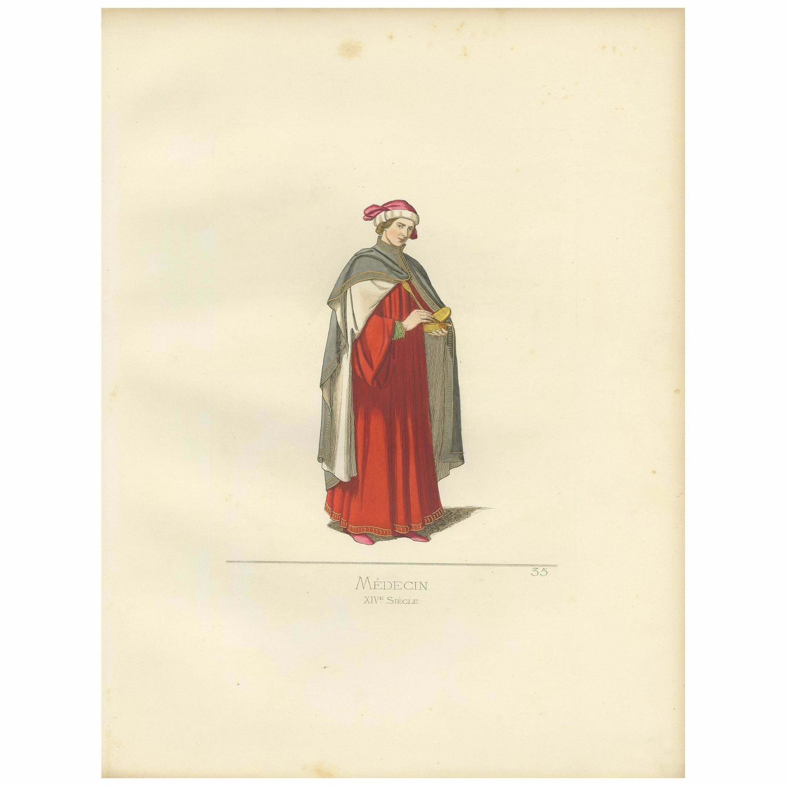 Antique Print Of A Physician By Bonnard, '1860'