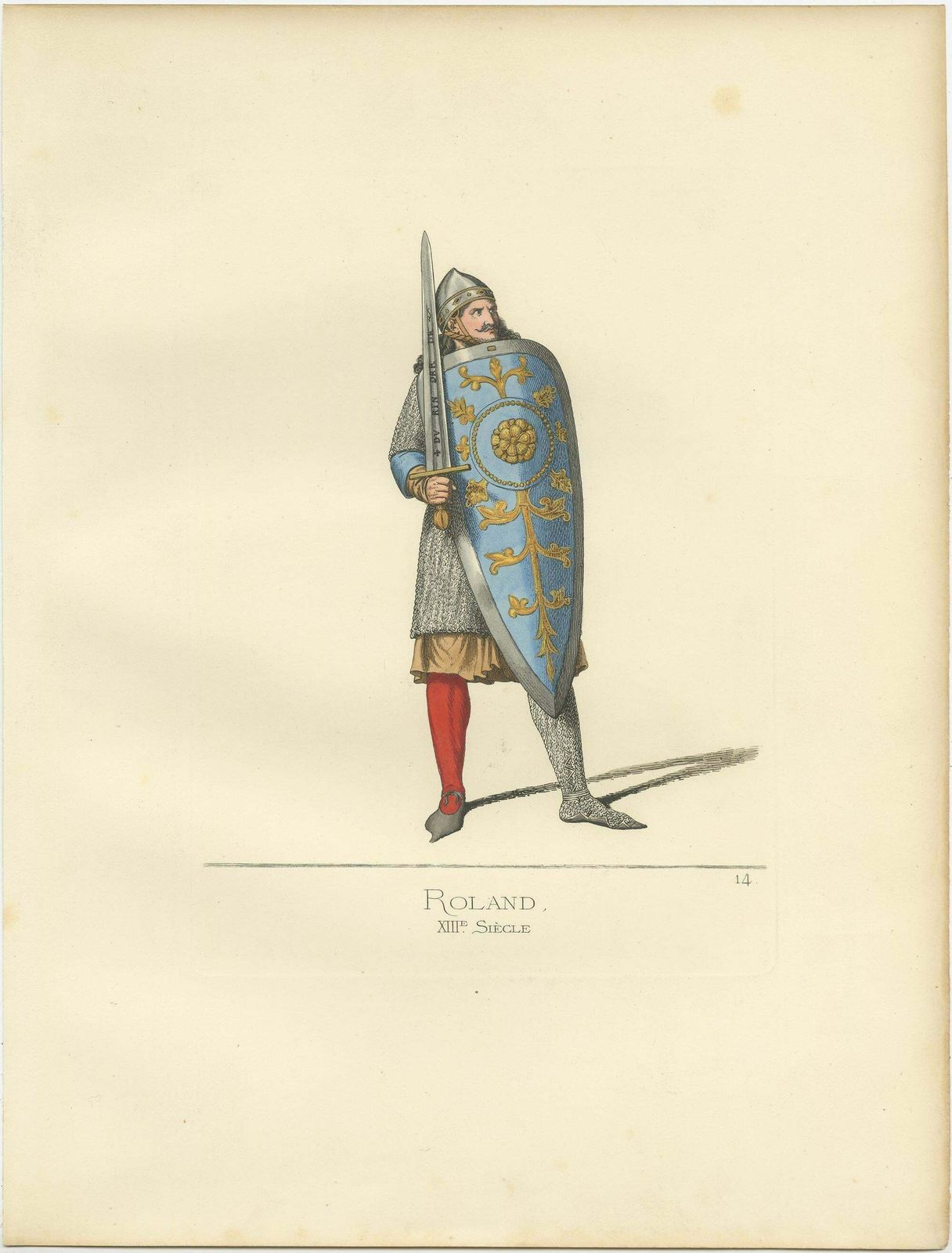 Antique Print Of Roland, A Frankish Military Leader, By Bonnard, 1860 photo Art