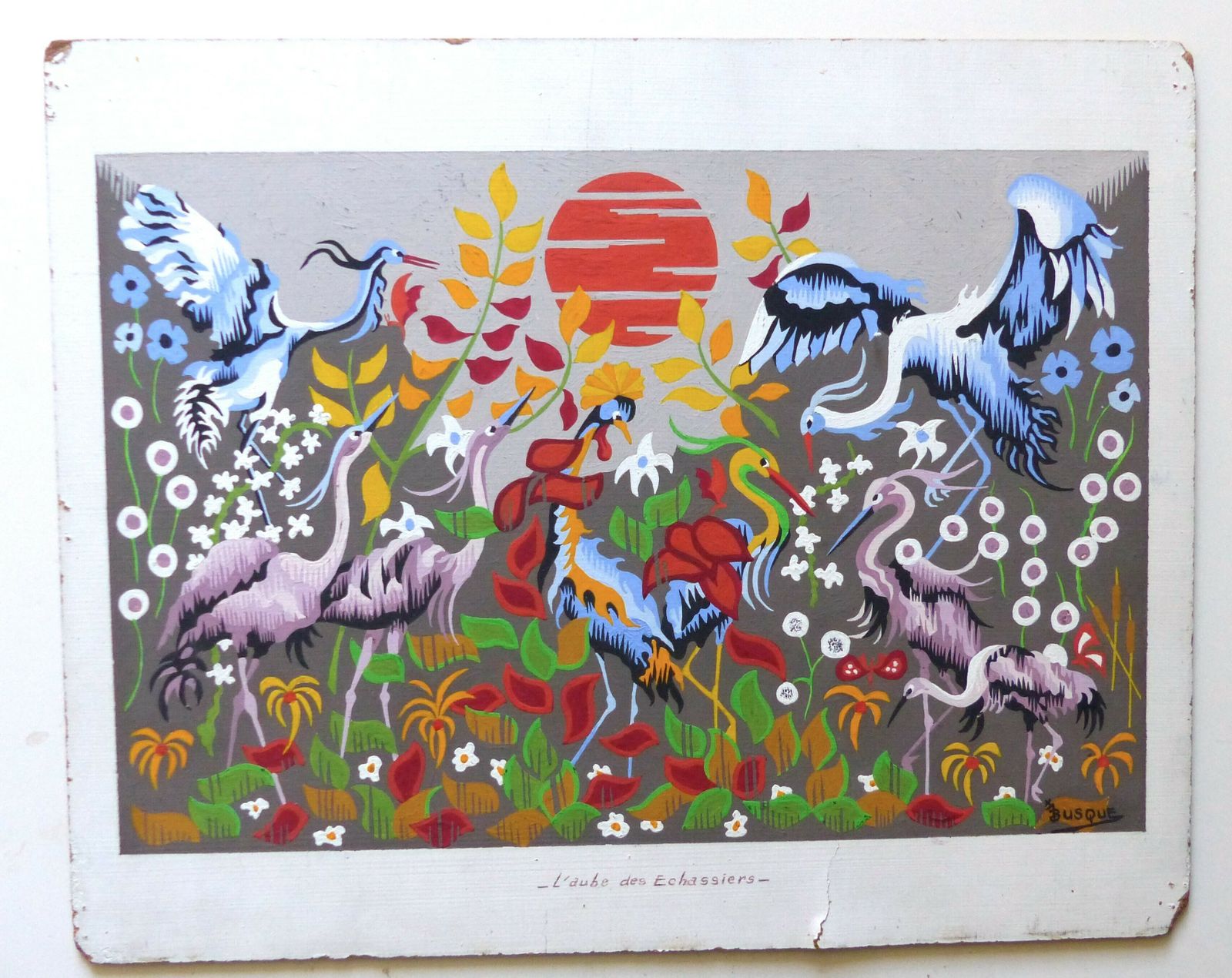 Gouache Preparatory Model Of A Tapestry By Jacques Busque   The Waders At Dawn photo furniture