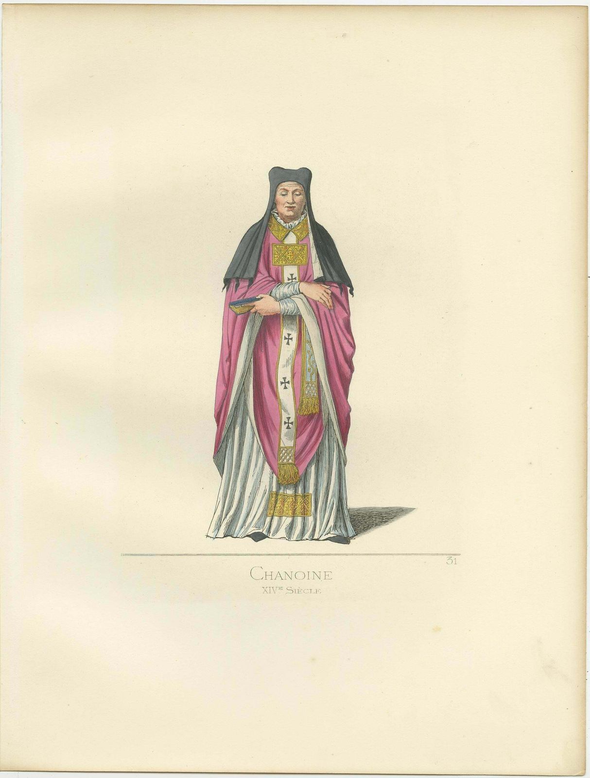 Antique Print Of A Canon Nun By Bonnard, '1860' photo furniture