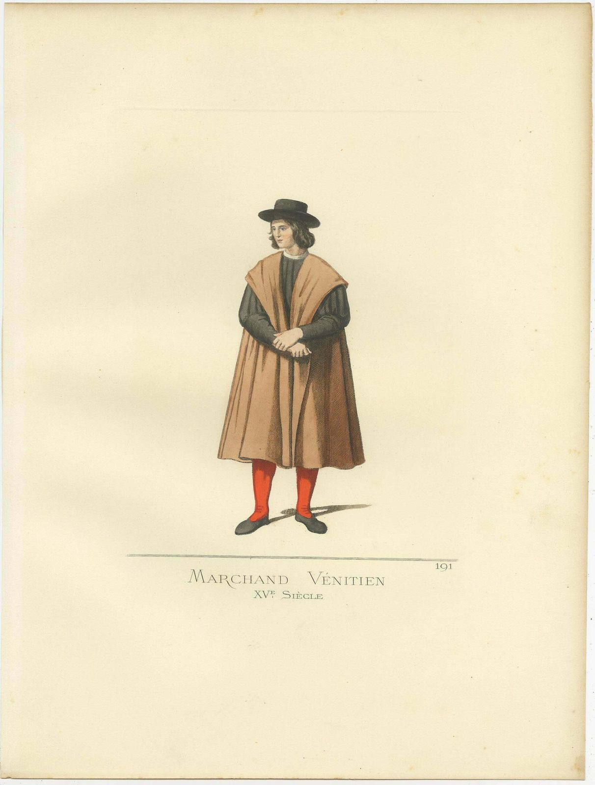 Antique Print Of A Venetian Merchant, 15th Century, By Bonnard, 1860 photo Art