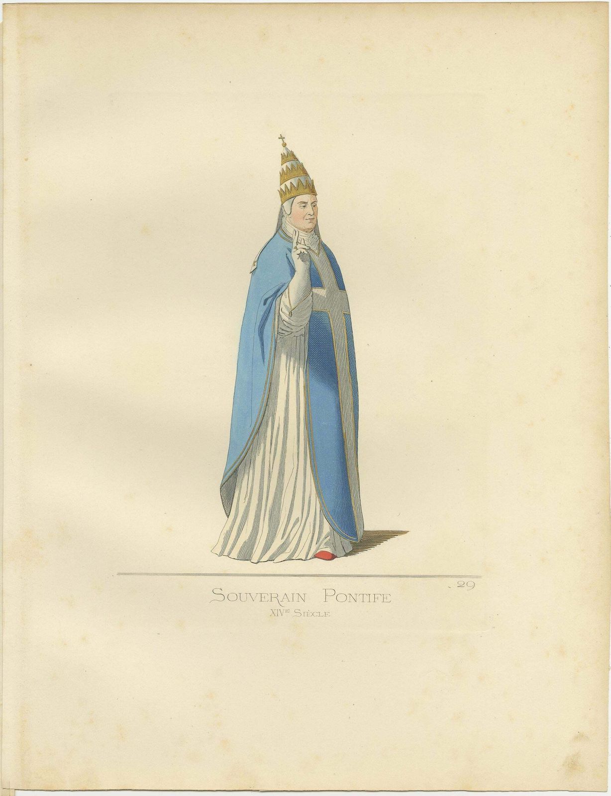 Antique Print Of A Sovereign Pope By Bonnard, '1860' photo Art