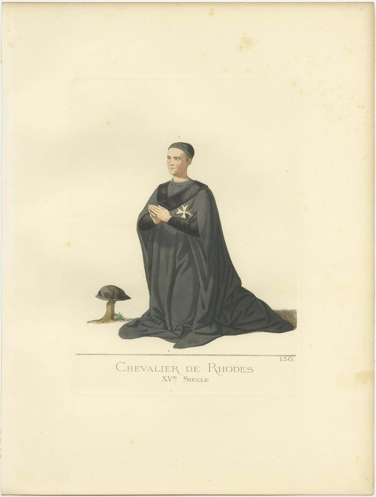 Antique Print Of A Knight Of Rhodes In Religious Costume, By Bonnard, 1860 photo Art