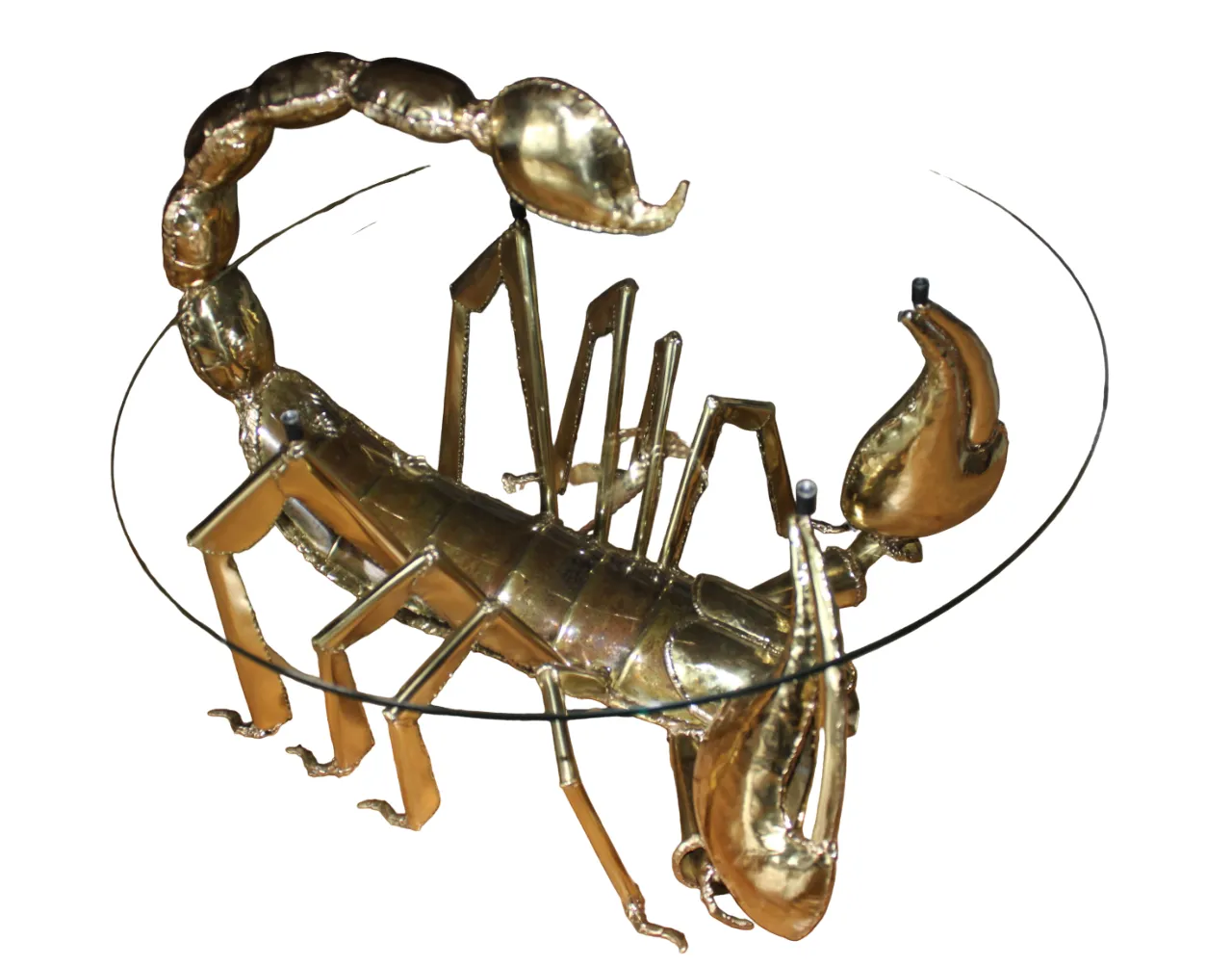 Rare Illuminated Brass Scorpion Coffee Table By Jacques Duval Brasseur