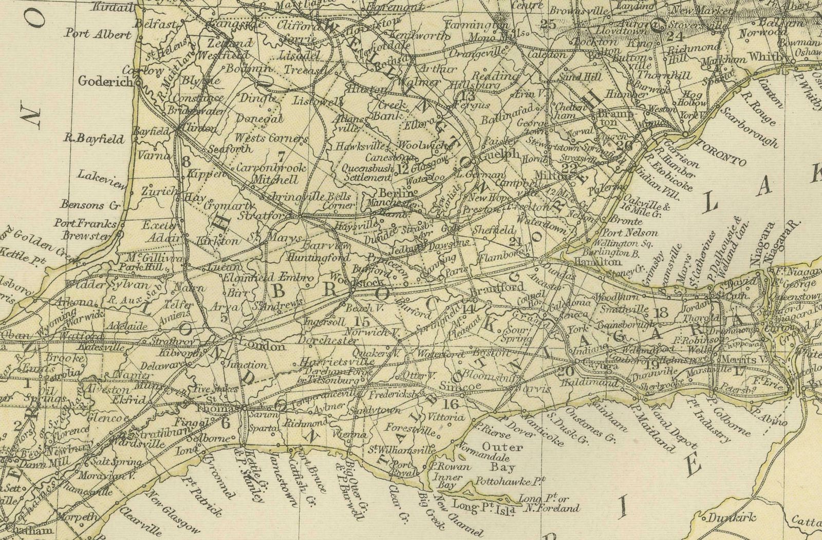 Antique Map Of Canada, The Province Of Ontario And Part Of Quebec, 1882 photo Art