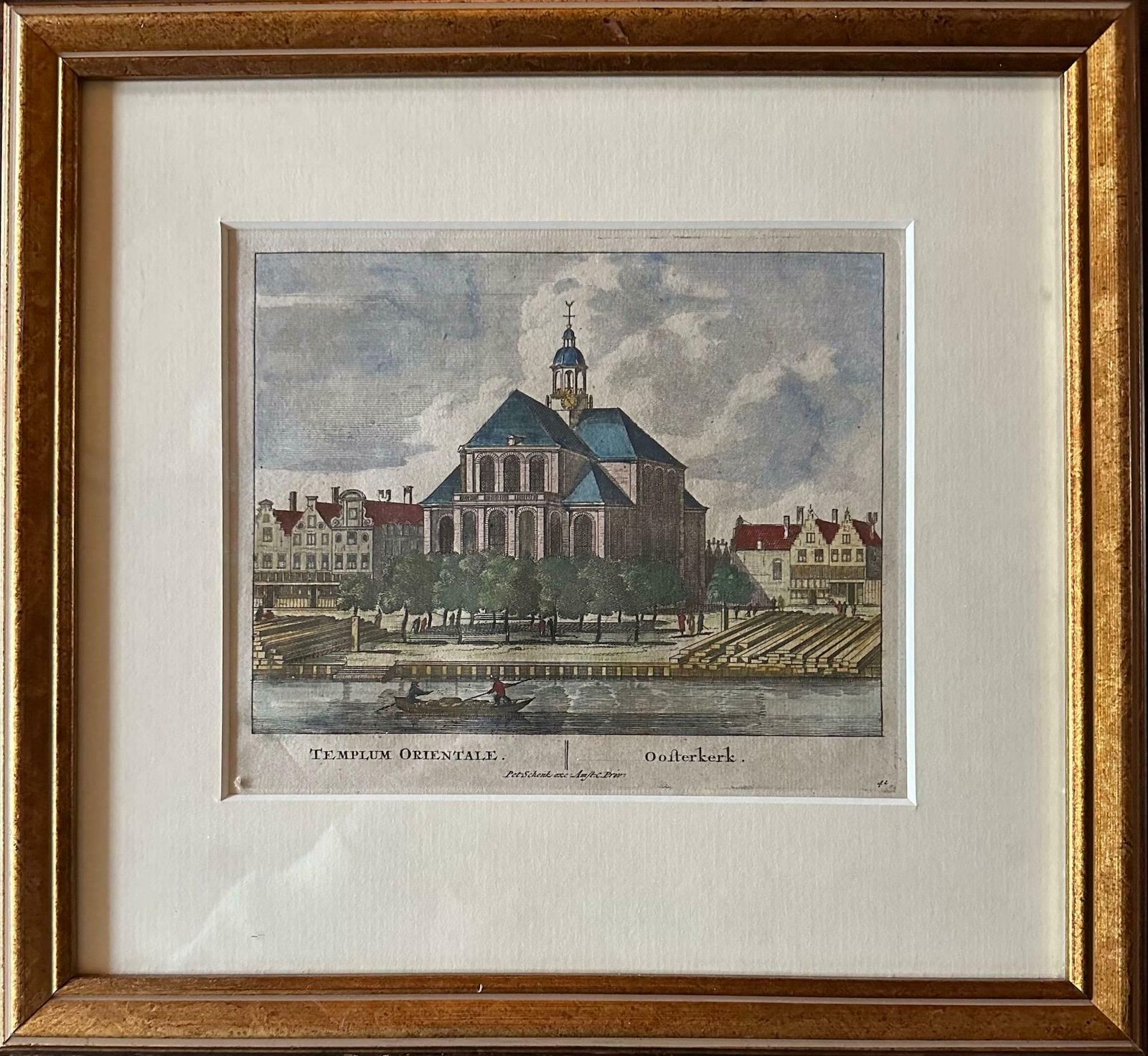 Framed Antique Print Of The Temple Orientale Oosterkerk In Amsterdam, 1710 photo furniture