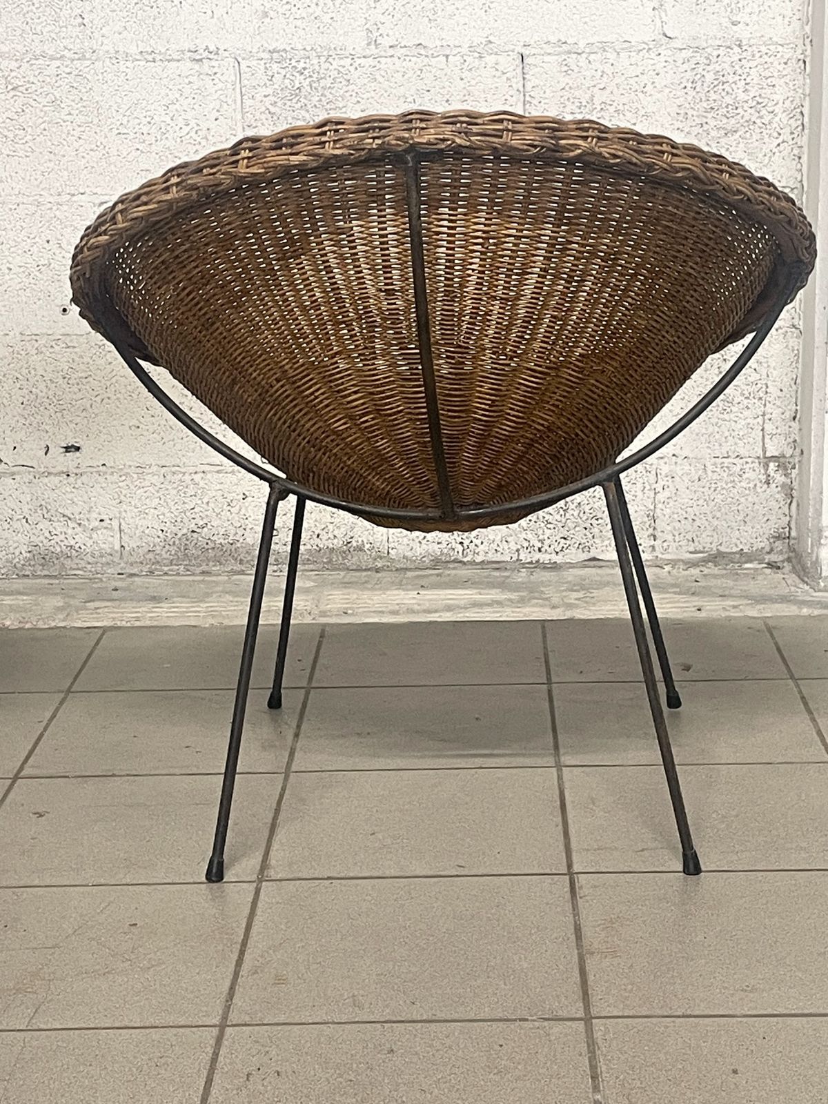 Pair Of Armchairs With Wicker Seat, 1950s photo for sale