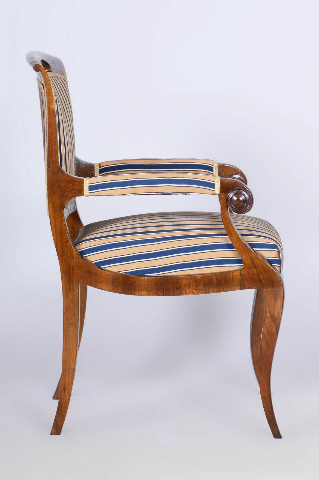 Restored Biedermeier Armchair, Walnut Veneer, Spruce, Oak, Czech, 1830s photo vintage