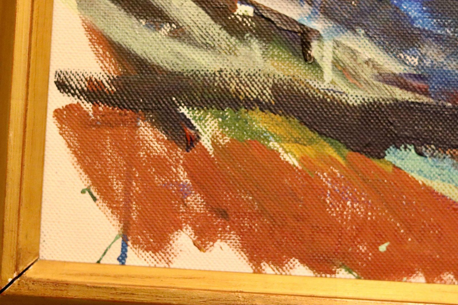 Swedish Modernist Abstract Oil Painting photo for sale