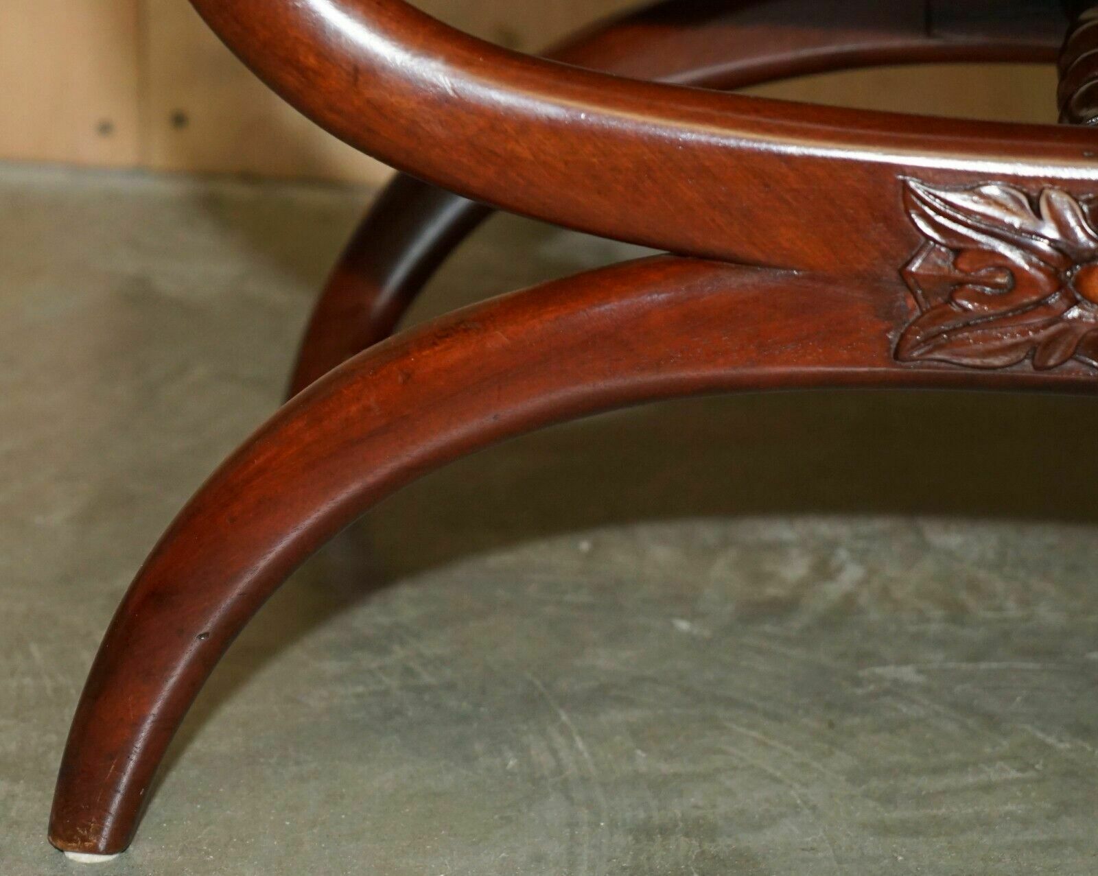 Pair Of Antique Brown Leather Chesterfield Tufted Regency Framed Footstools photo 3250.0
