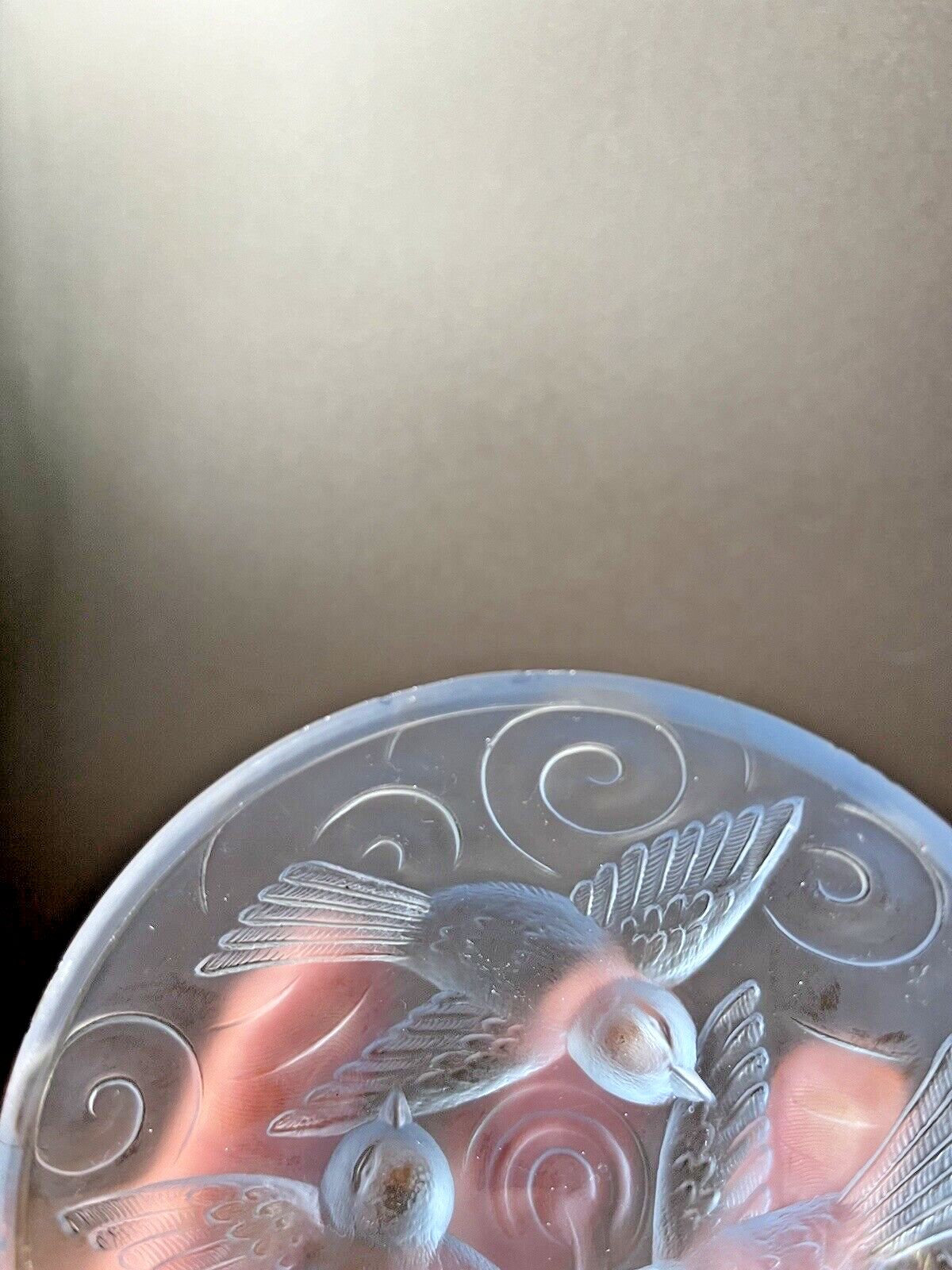 Lovely Art Deco French Frosted Blue Glass Sparrow Bird Dish Lalique Sabino Style photo Home Decor