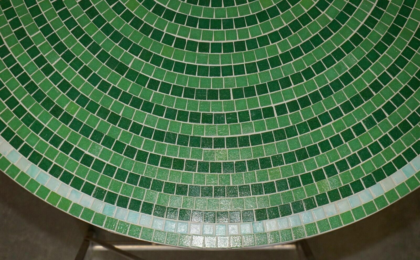Circa 1960's Scandinavian Mid Century Modern Chrome Mosaic Tiled Dining Table photo vintage
