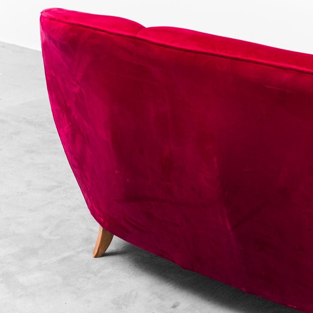 3 Seater Red Velvet Sofa From The 1950s, Modern Vintage photo vinterior