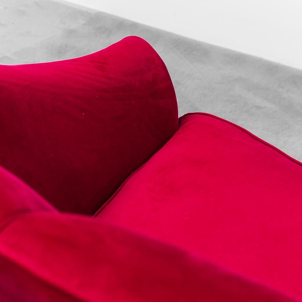 3 Seater Red Velvet Sofa From The 1950s, Modern Vintage photo vintage
