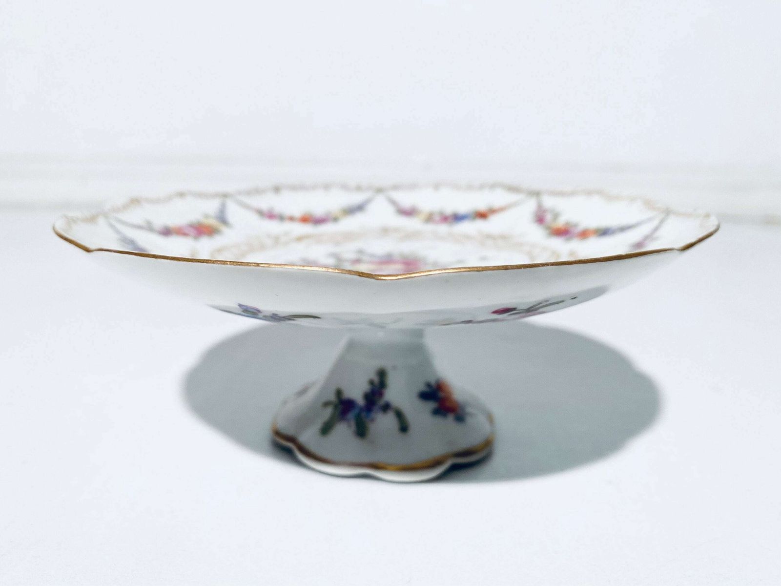 Antique Charles Ahrenfeld Limoges France Porcelain Sweet Platter With Floral Pattern / 1930s 1940s photo for sale