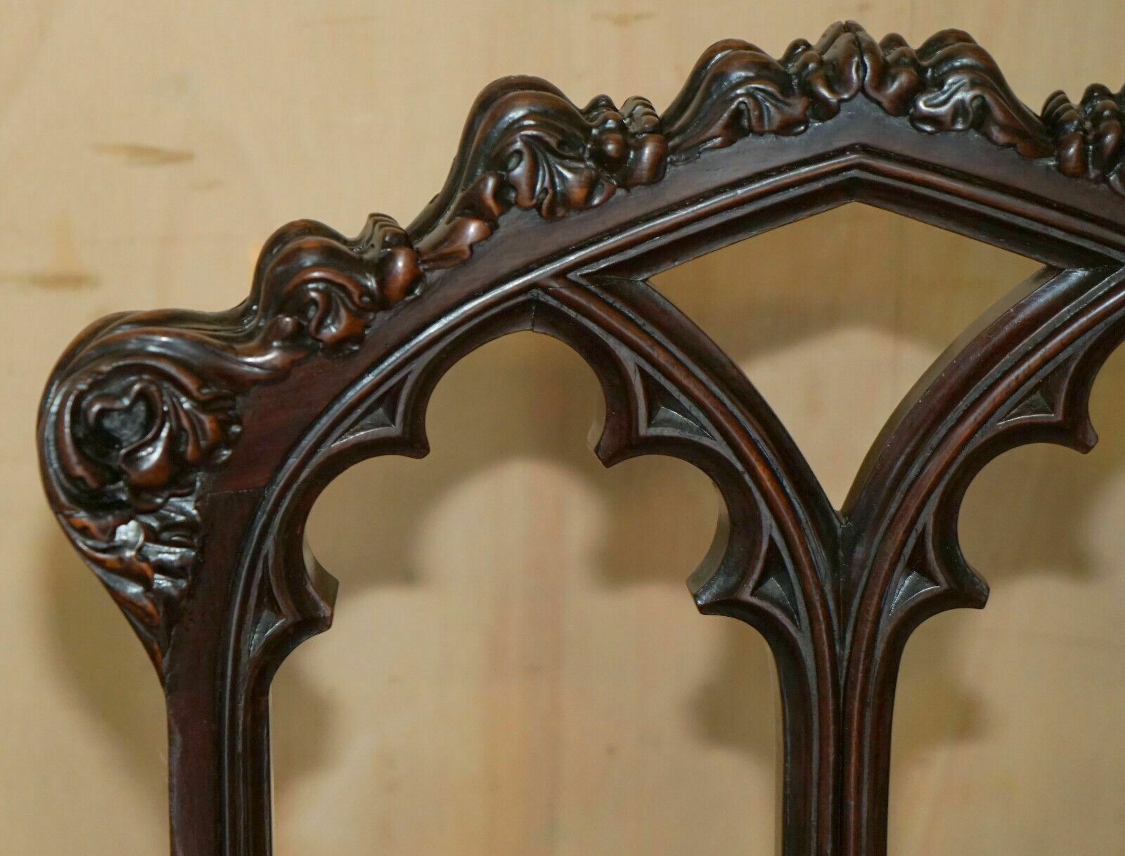 Pair Of Antique Gothic A.W.N Pugin Side Chairs Chippendale Cluster Column Legs photo buy