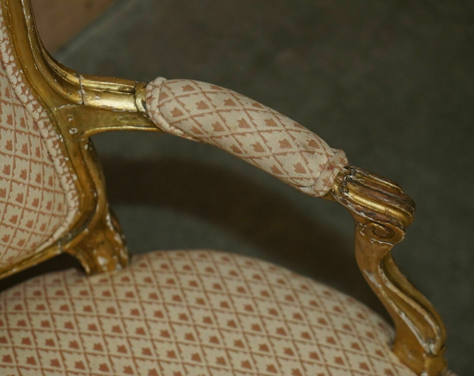 Fine Gold Giltwood 18th Century Claw & Ball Feet Carved Antique Bergere Armchair photo vintage