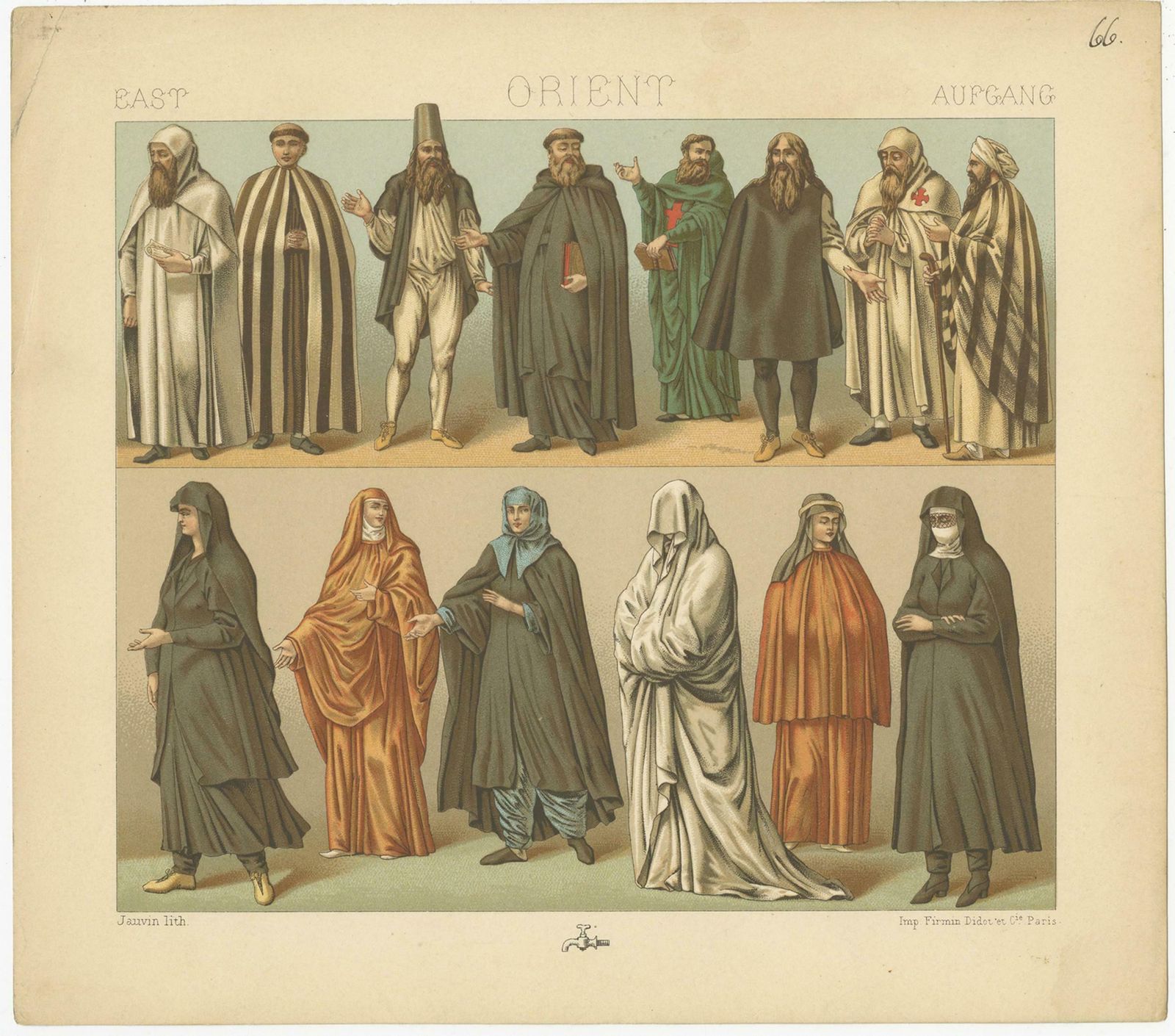 Pl. 66 Antique Print Of Eastern Costumes By Racinet, 'Circa 1880' photo furniture